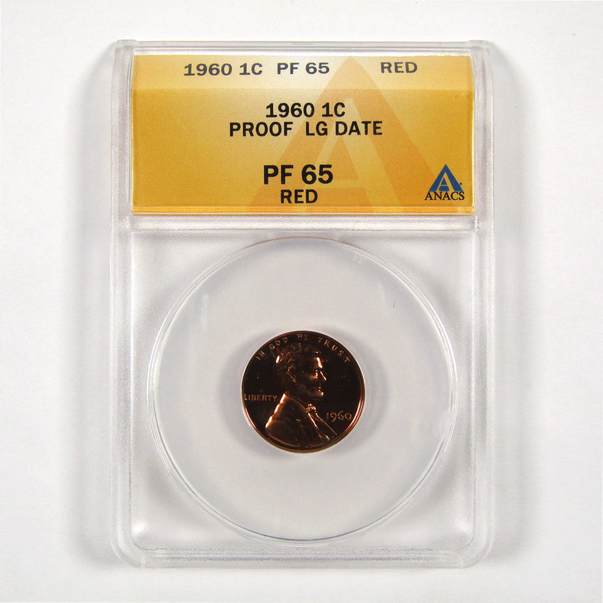 1960 Large Date Lincoln Memorial Cent PF 65 RD ANACS 1c SKU:CPC4239