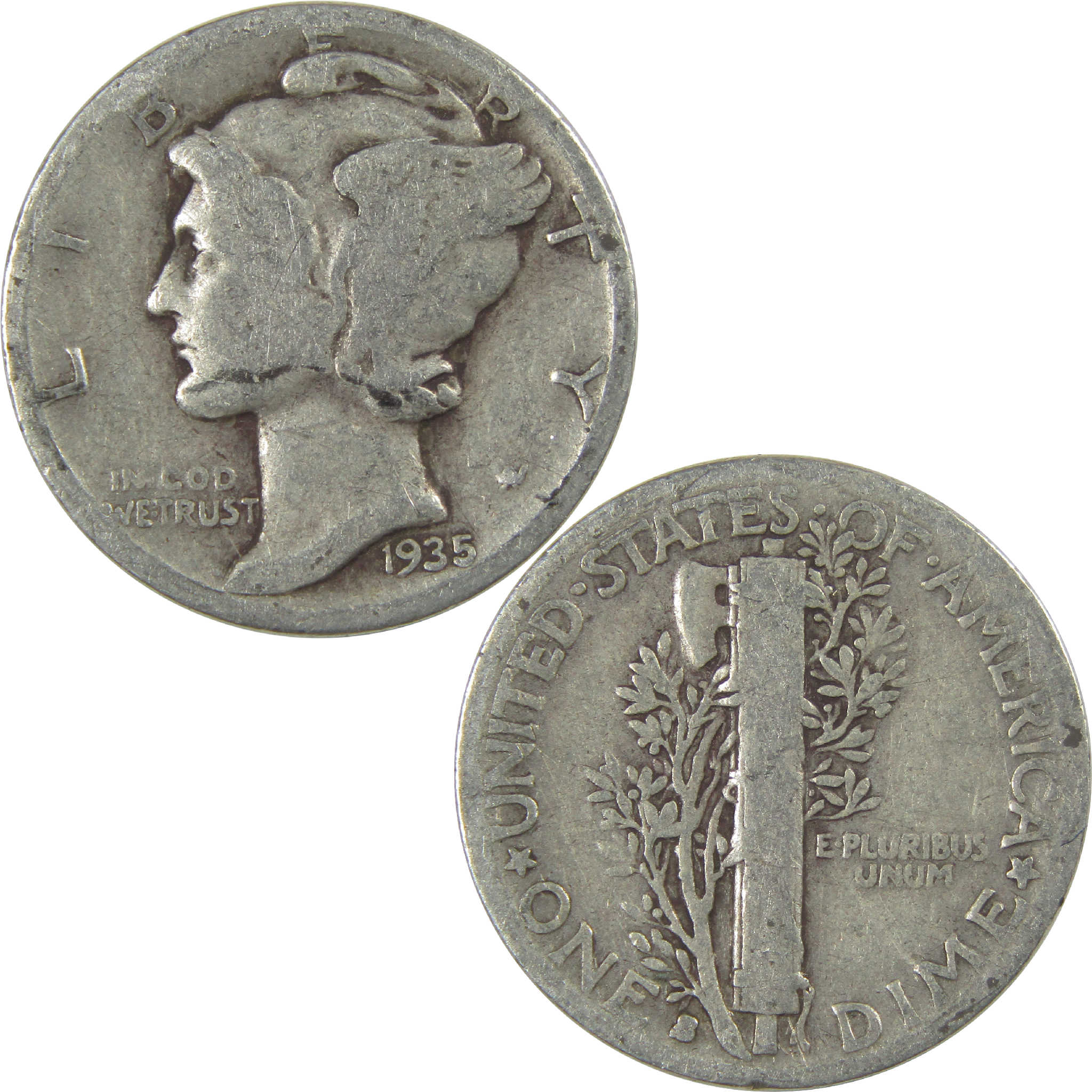 1935 S Mercury Dime Circulated Silver 10c Coin Collectible