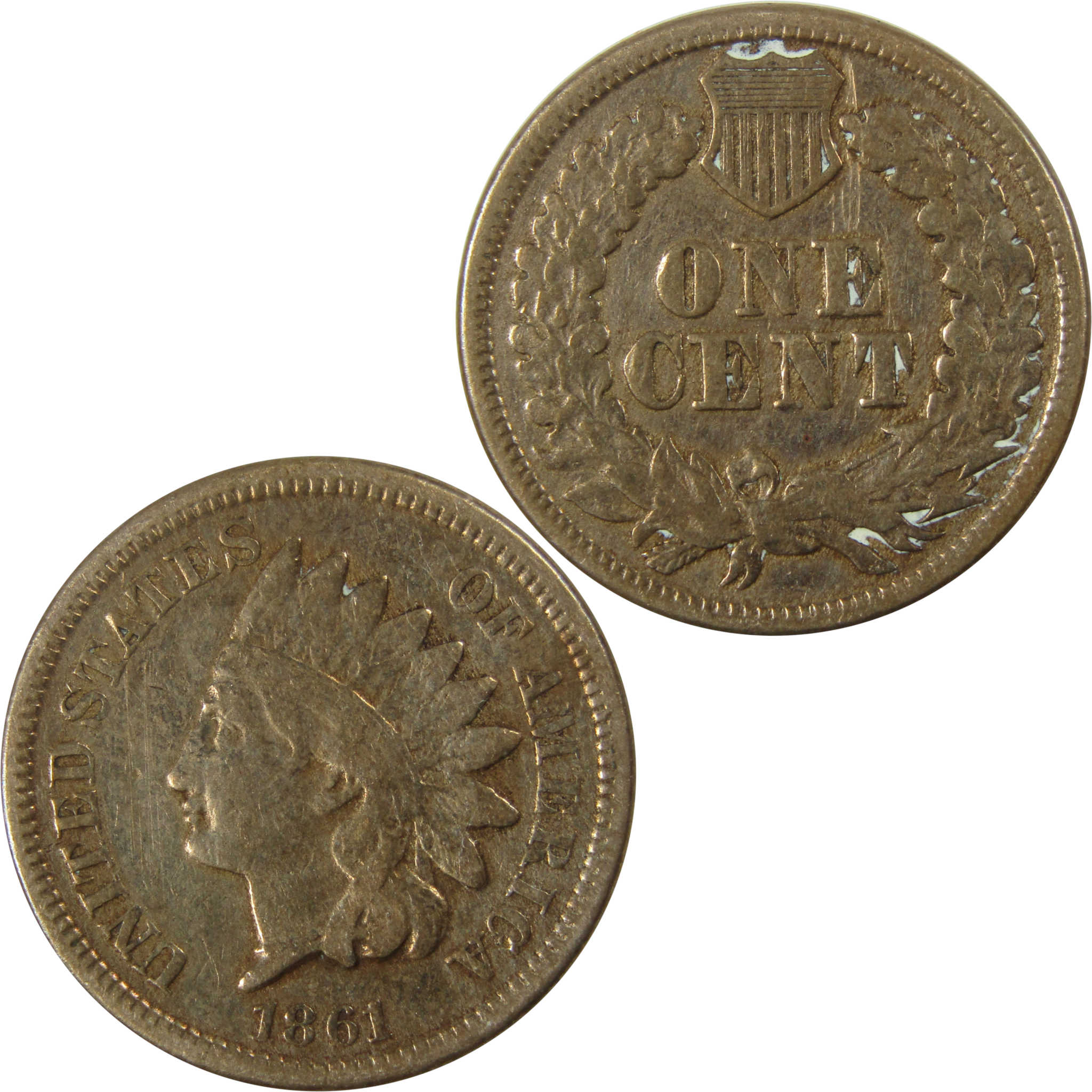 1861 Indian Head Cent VG Very Good Details Penny 1c Coin SKU:CP1185