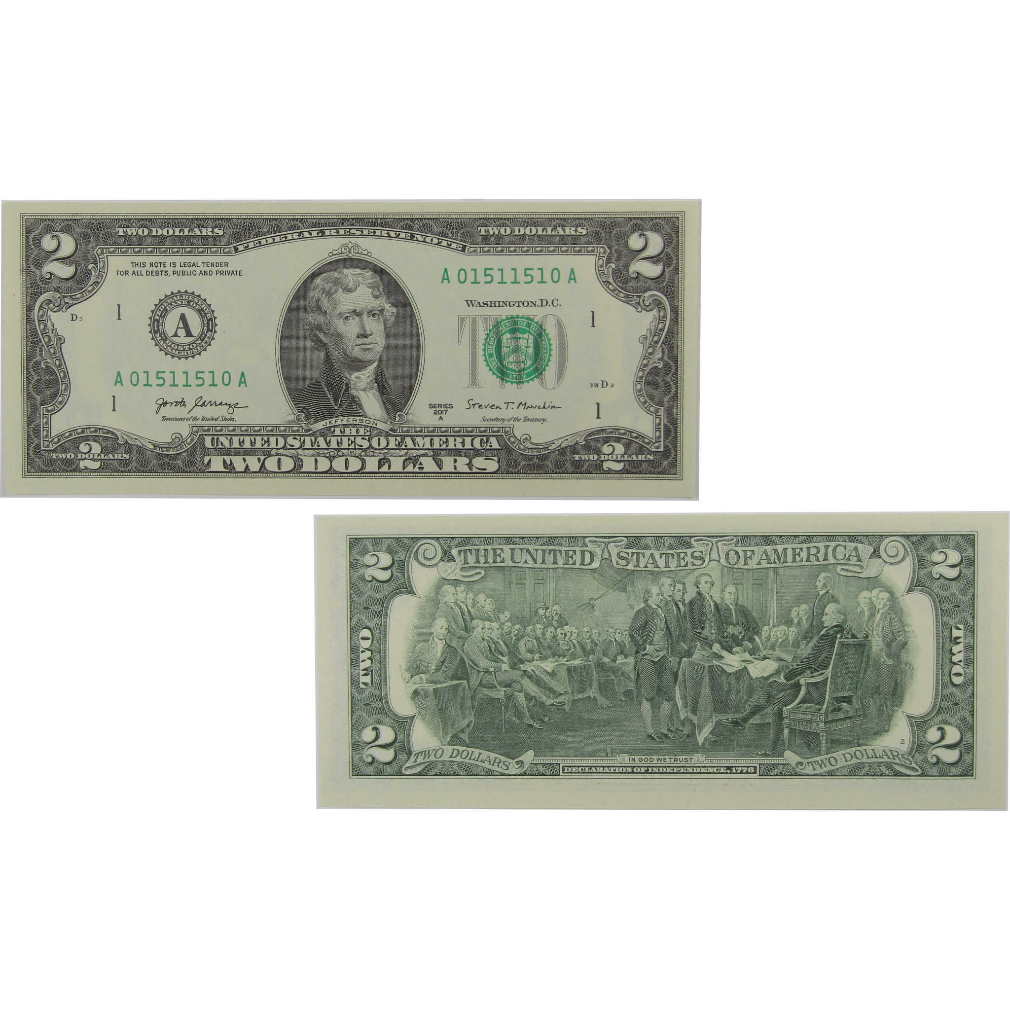 2017 A $2 Federal Reserve Radar Note CCU Choice Crisp Uncirculated