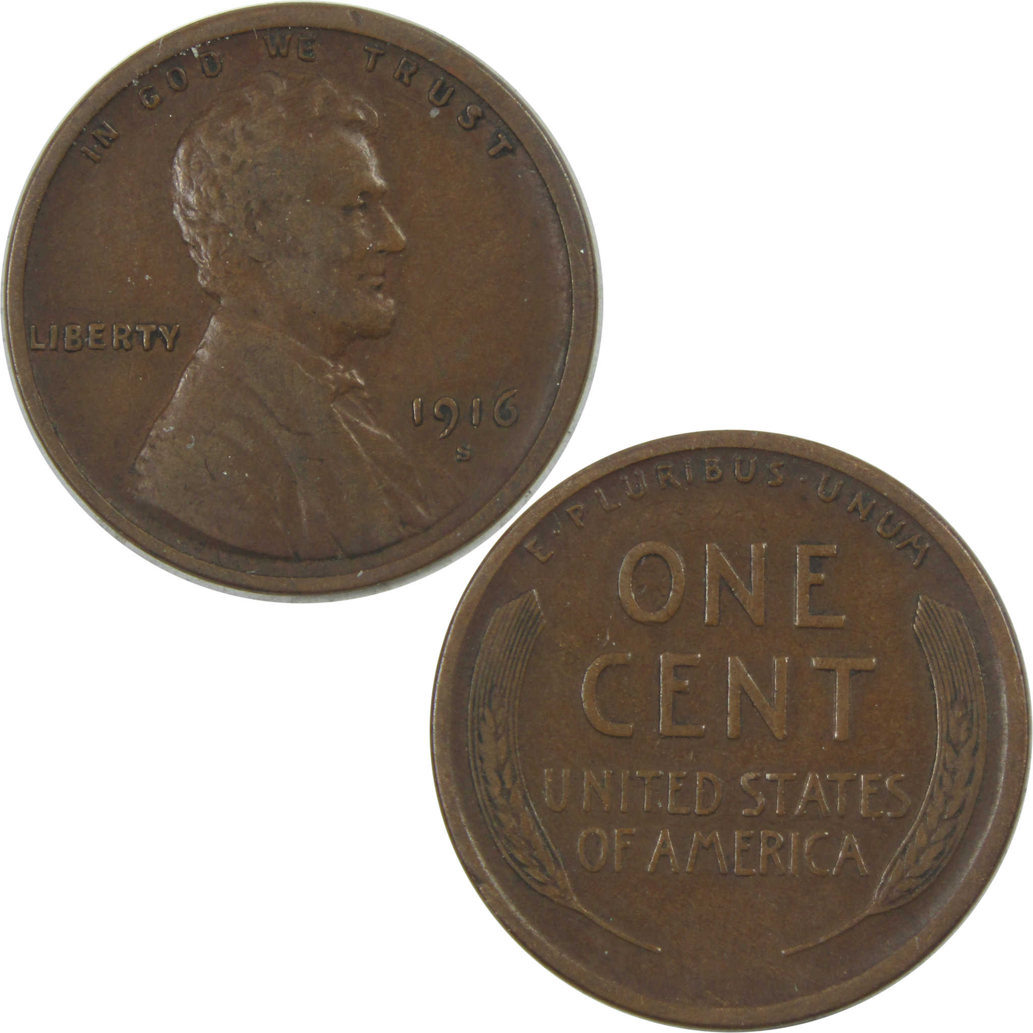 1916 S Lincoln Wheat Cent VF Very Fine Penny 1c Coin SKU:I15446