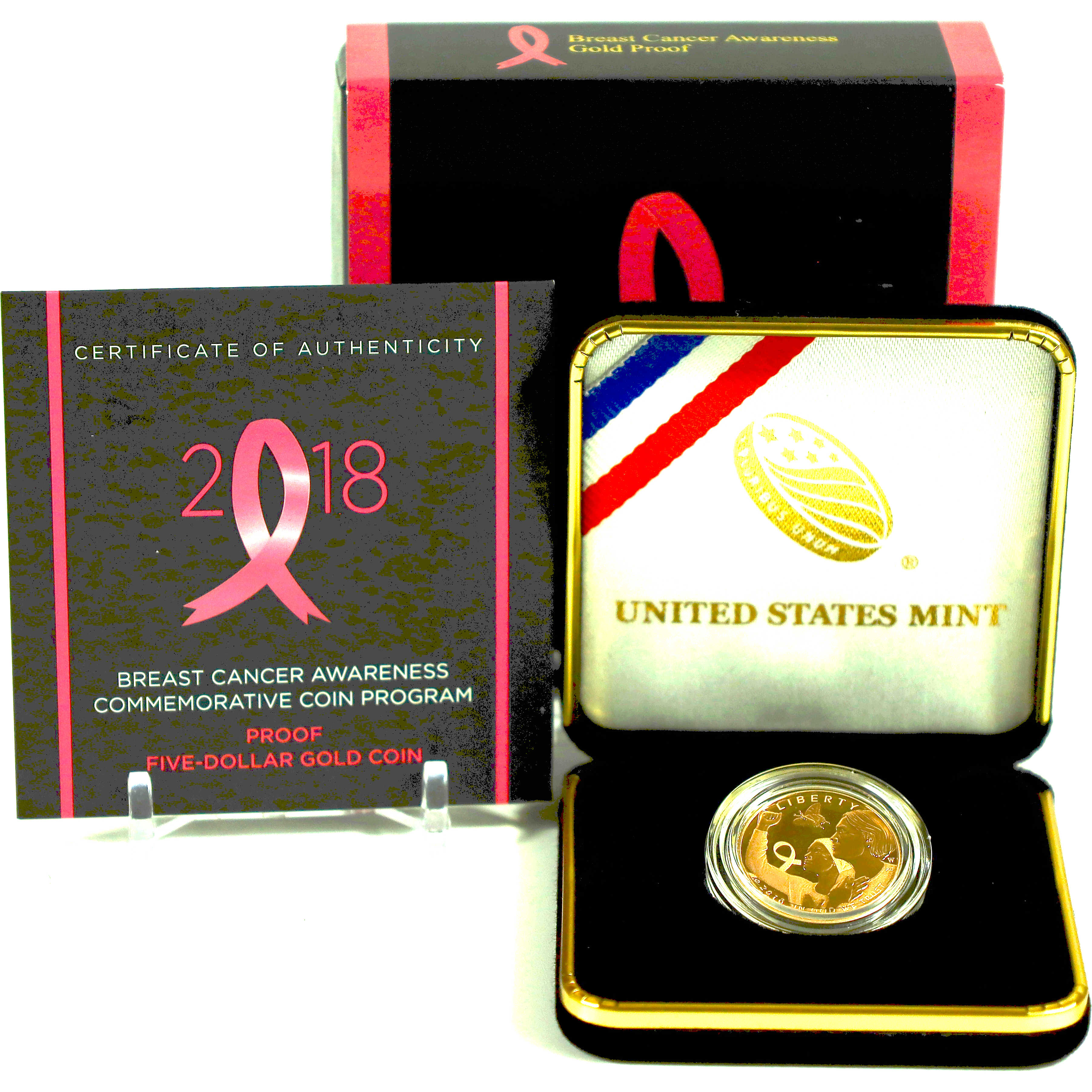 Breast Cancer Awareness Commemorative 2018 W Proof Gold $5 Coin OGP