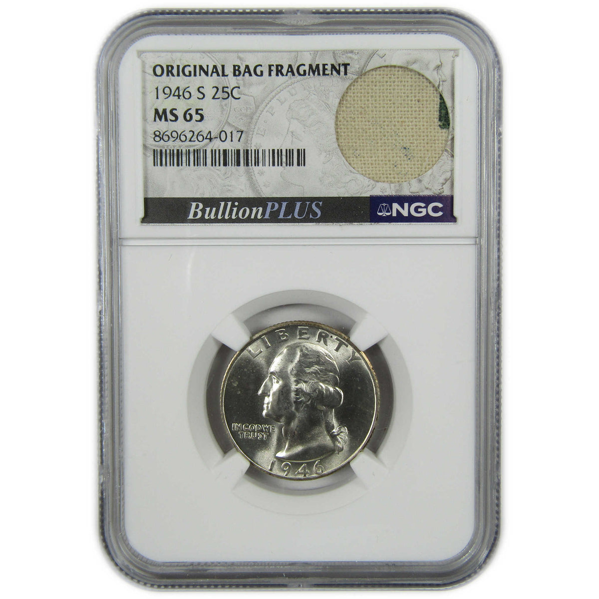 1946 S Washington Silver 25c MS 65 NGC Bag Fragment SKU:I28699