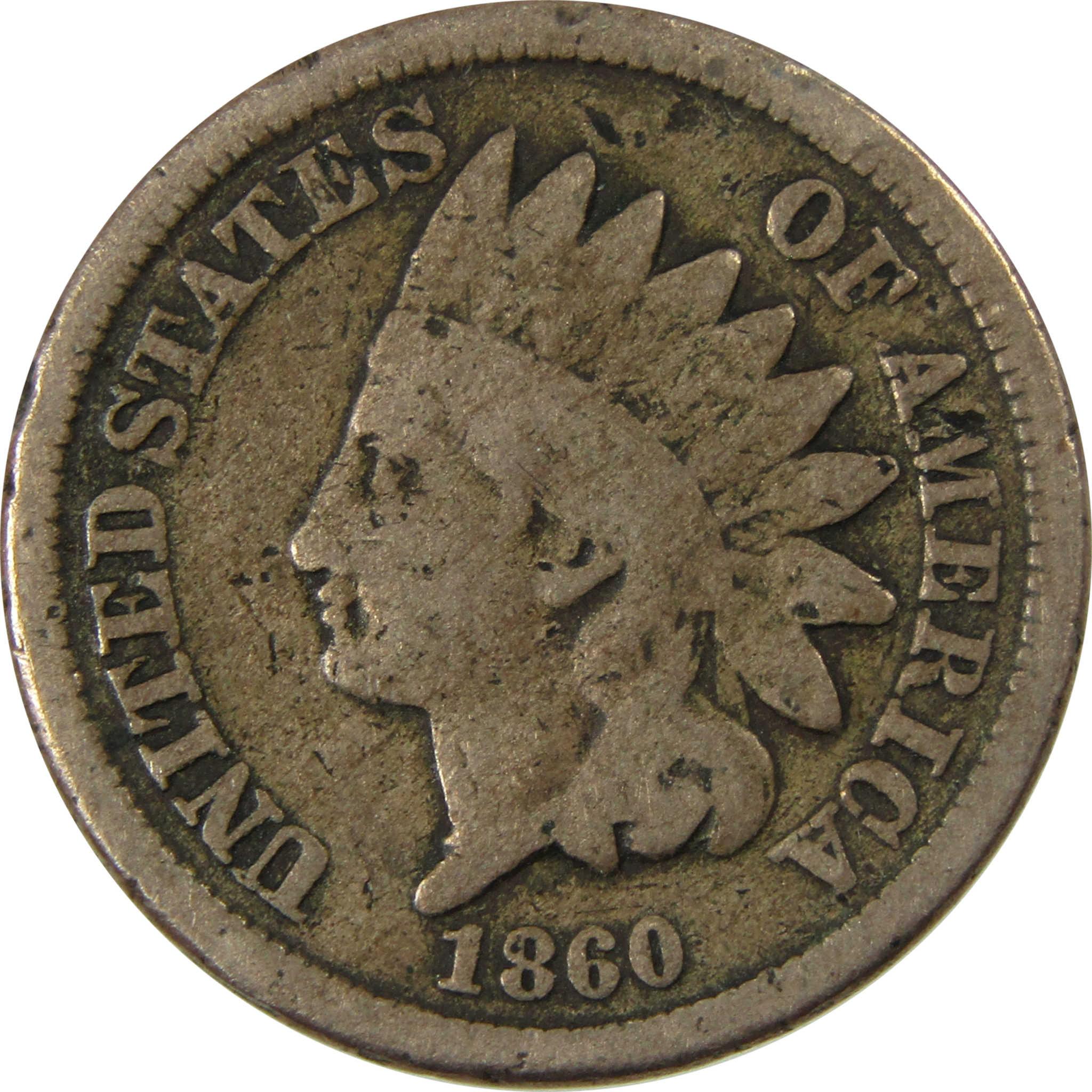 1860 Indian Head Cent G Good Penny 1c Coin SKU:CP1304