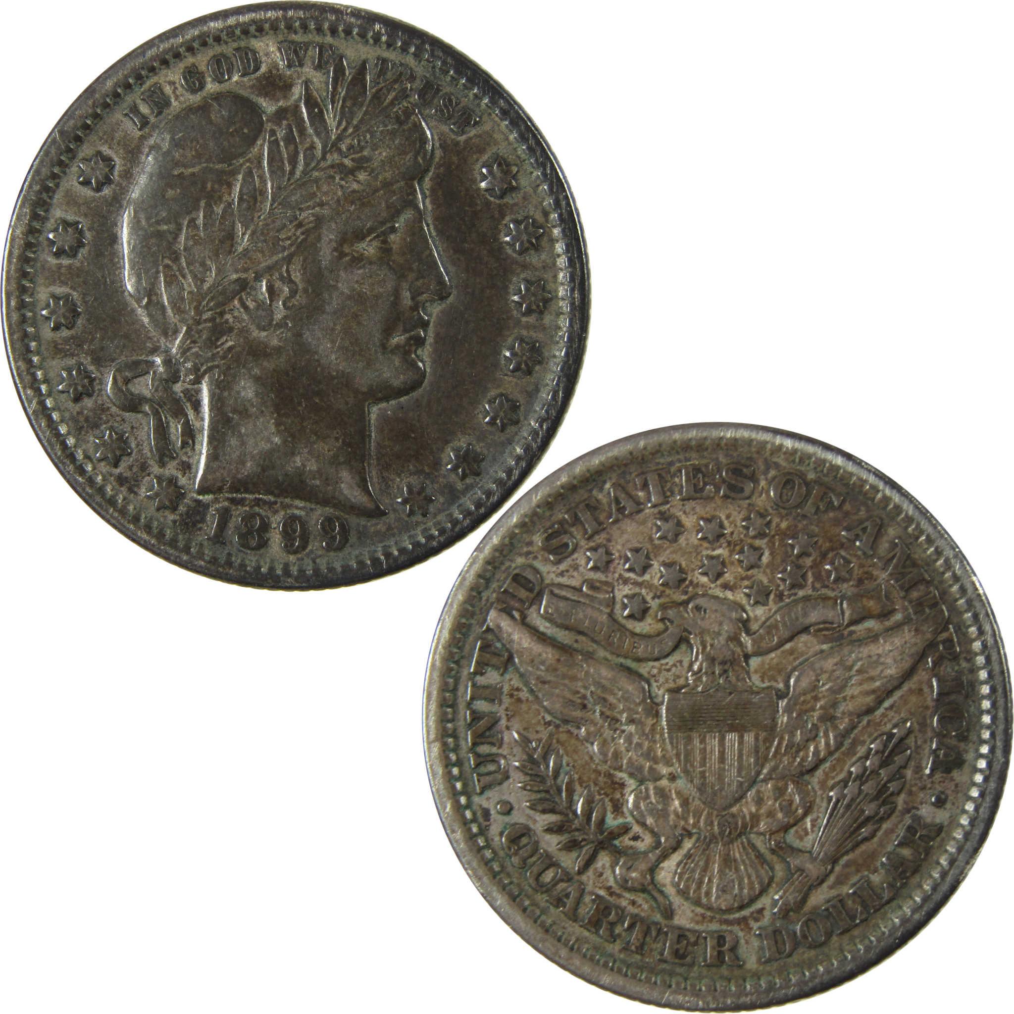 1899 Barber Silver Quarter VF Very Fine 25c Coin SKU:CP896