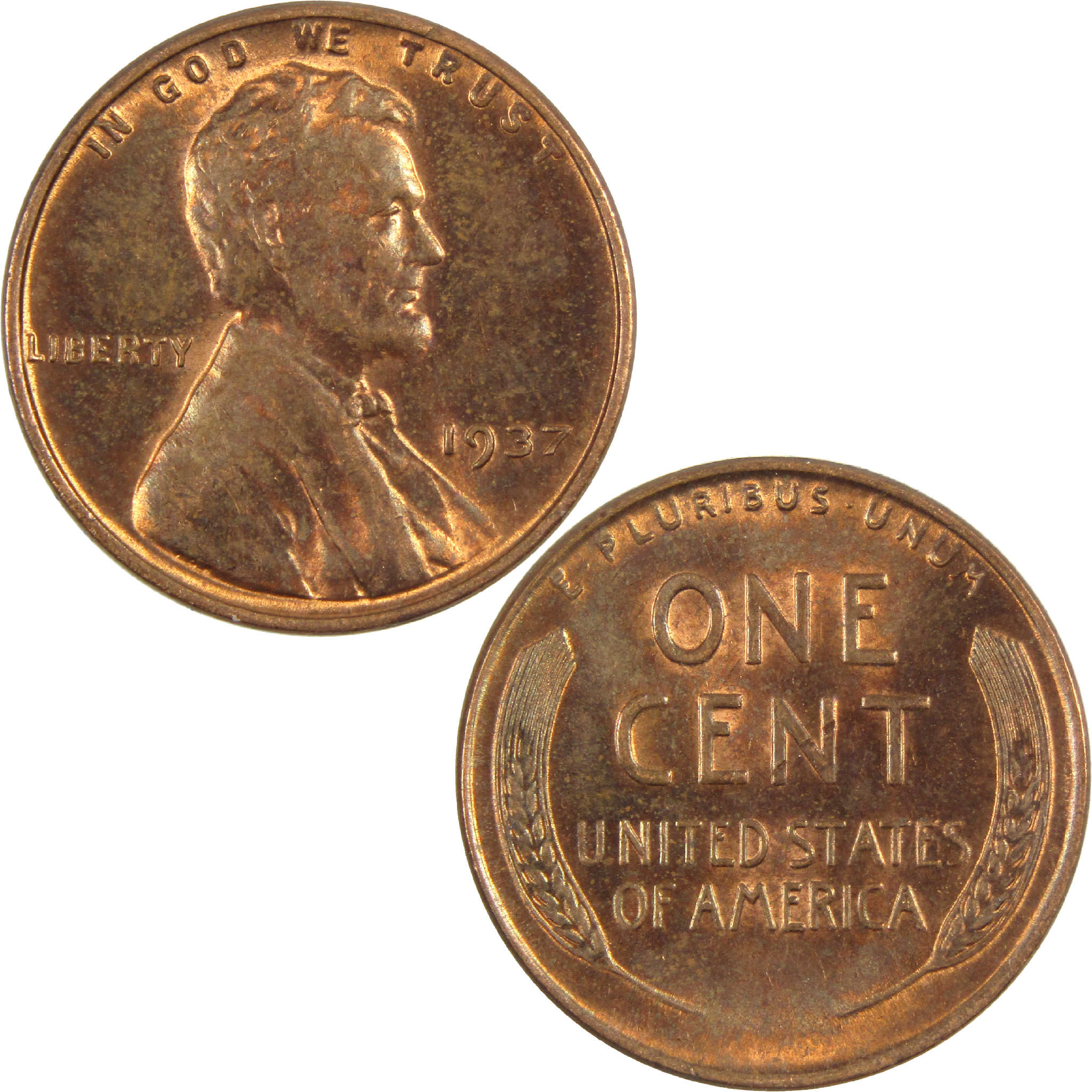 1937 Lincoln Wheat Cent AU About Uncirculated Penny 1c Coin