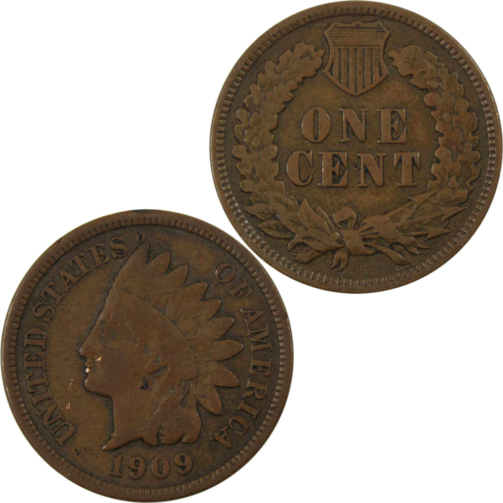 1909 Indian Head Cent AG About Good Penny 1c Coin SKU:I12467