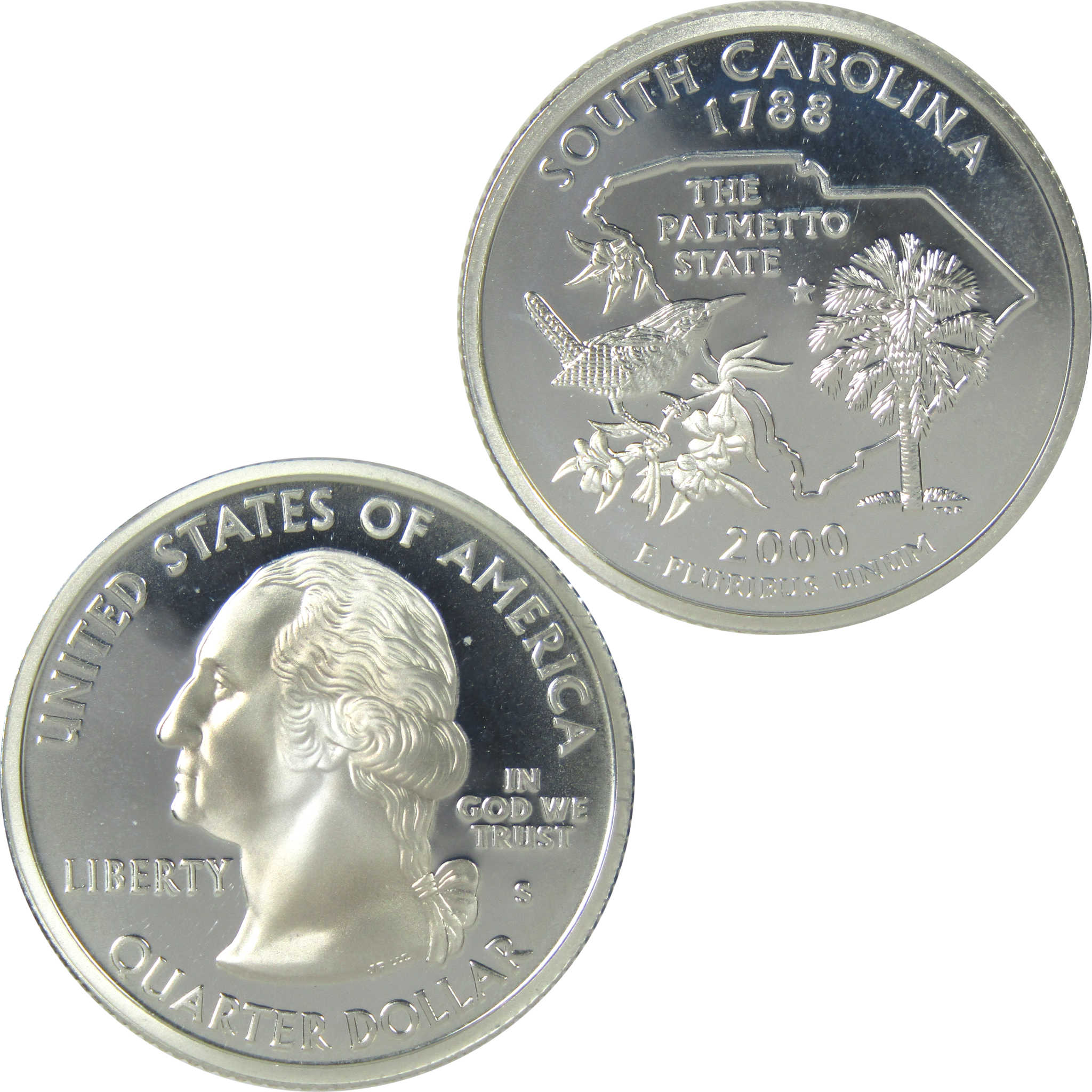 2000 S South Carolina State Quarter Choice Proof Silver 25c Coin