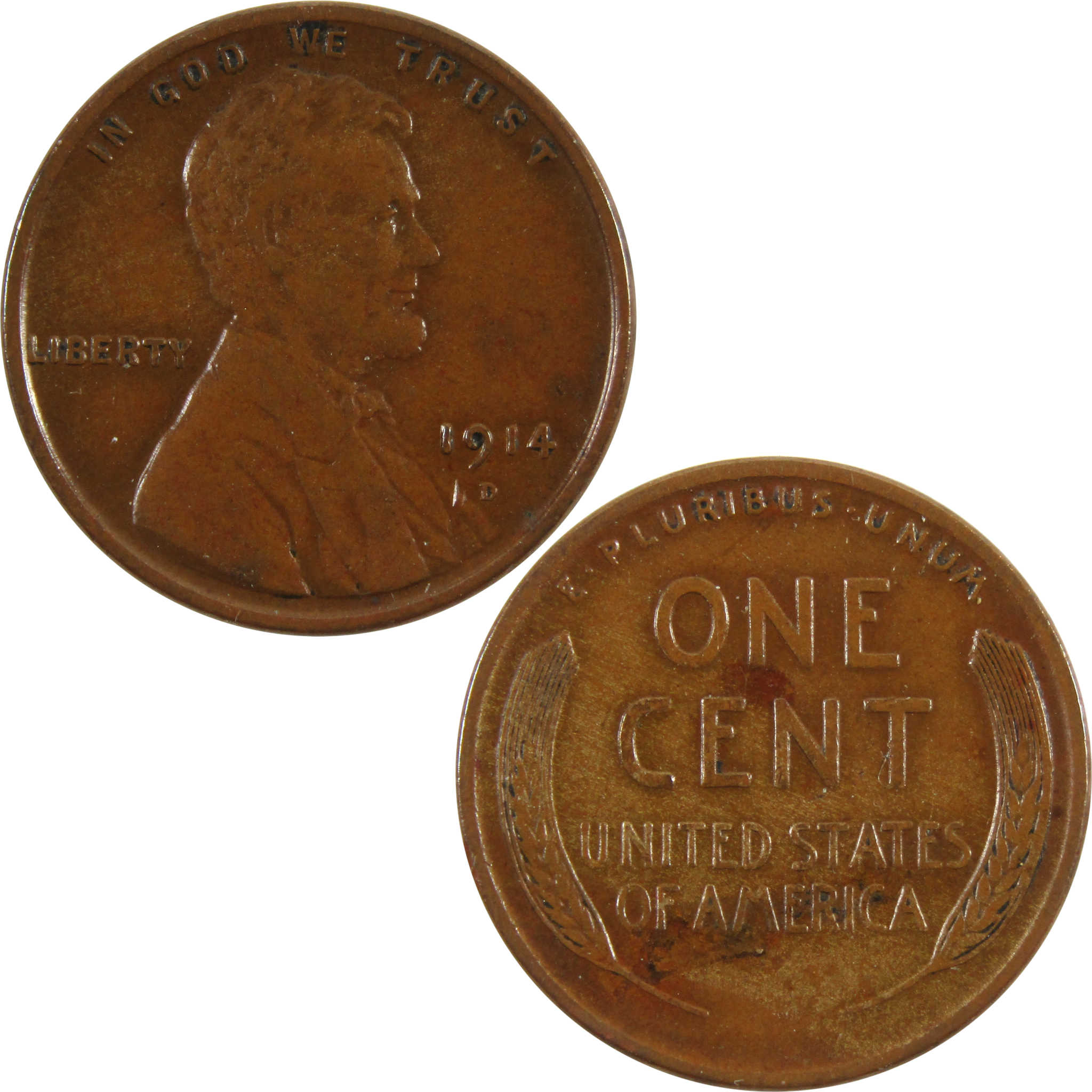 1914 D Lincoln Wheat Cent XF EF Extremely Fine Penny 1c SKU:CPC4962