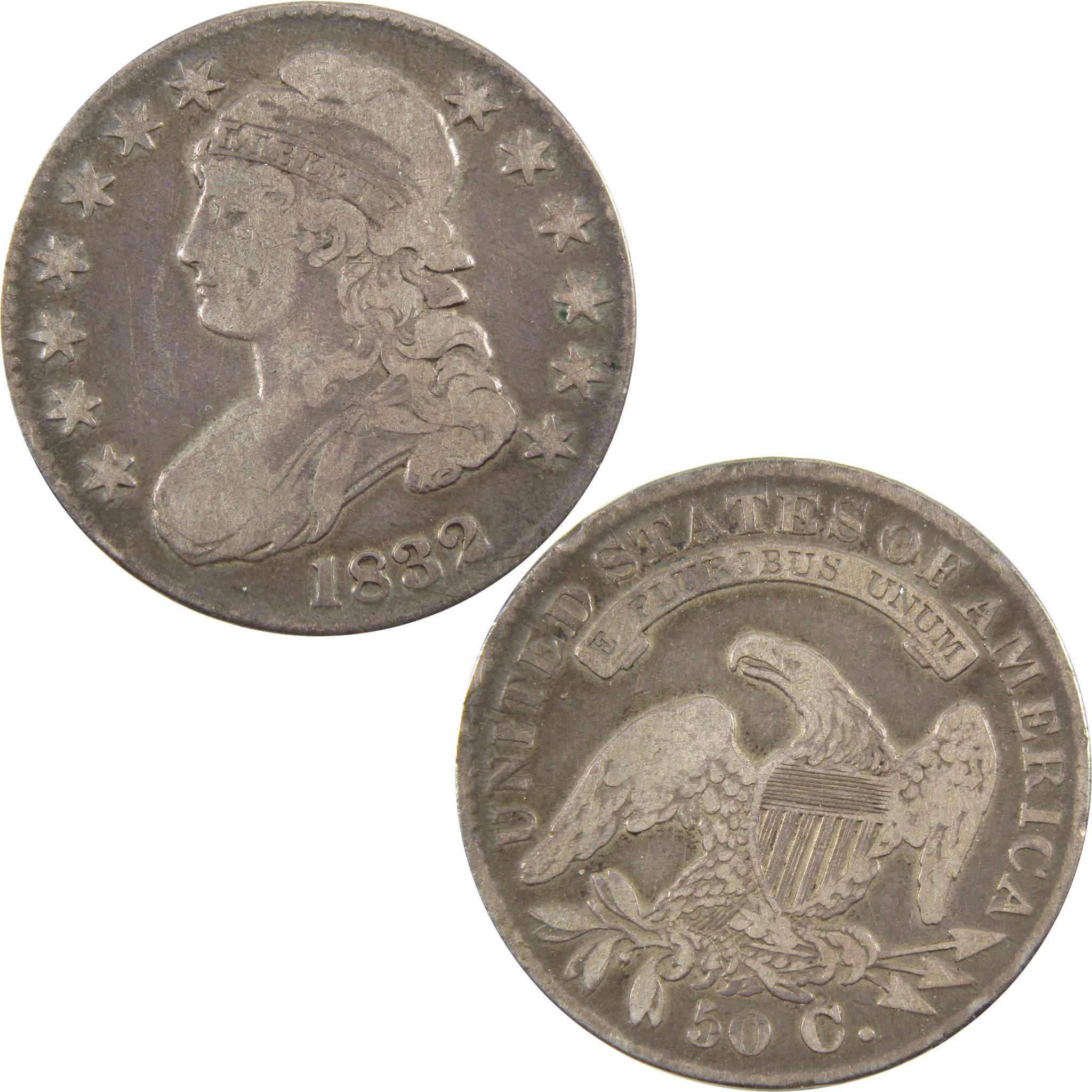 1832 Large Letters Capped Bust 50c VG 89.24% Silver SKU:I11158