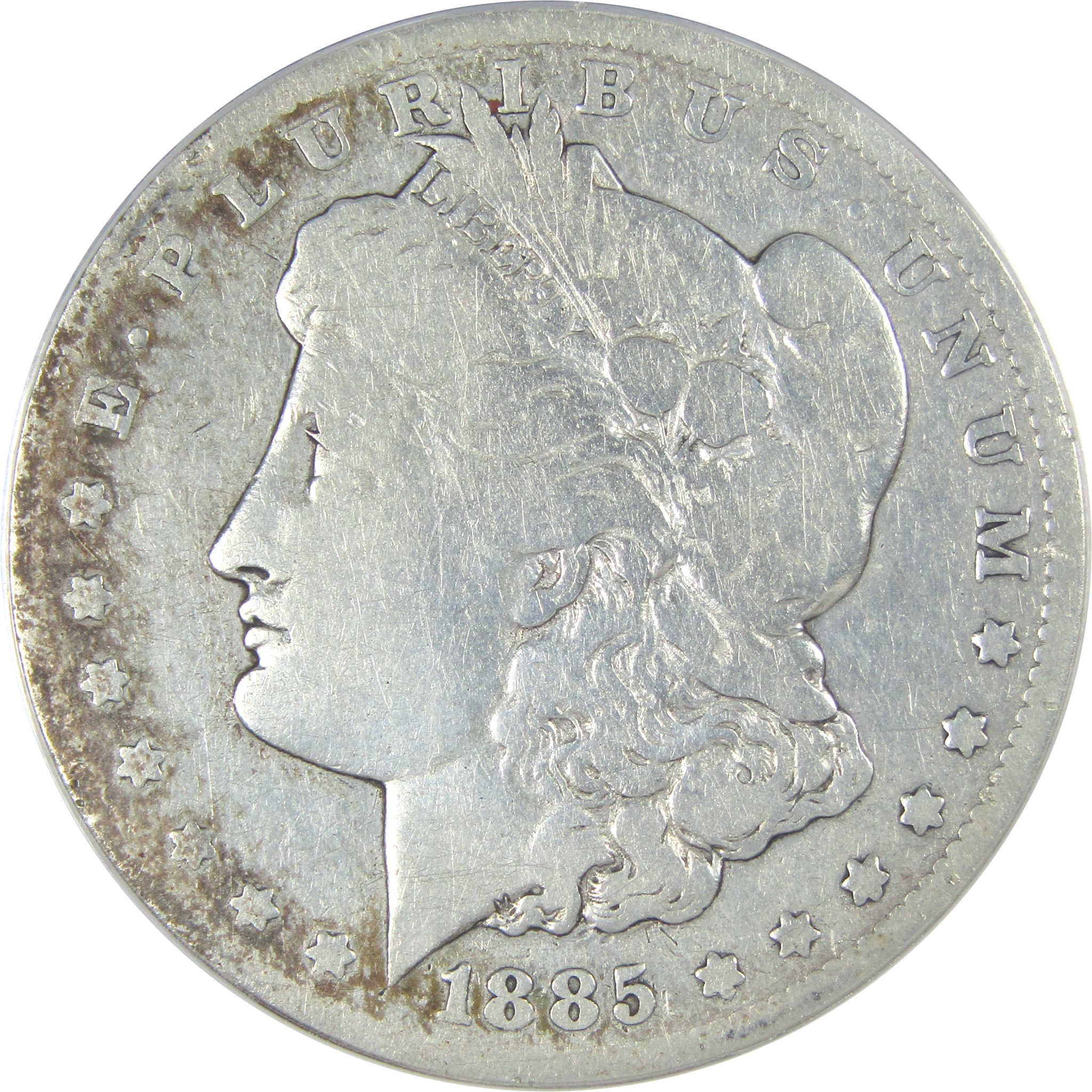 1885 CC Morgan Dollar VG 10 Details ANACS Silver $1 Coin SKU:I16195 - Morgan coin - Morgan silver dollar - Morgan silver dollar for sale - Profile Coins &amp; Collectibles