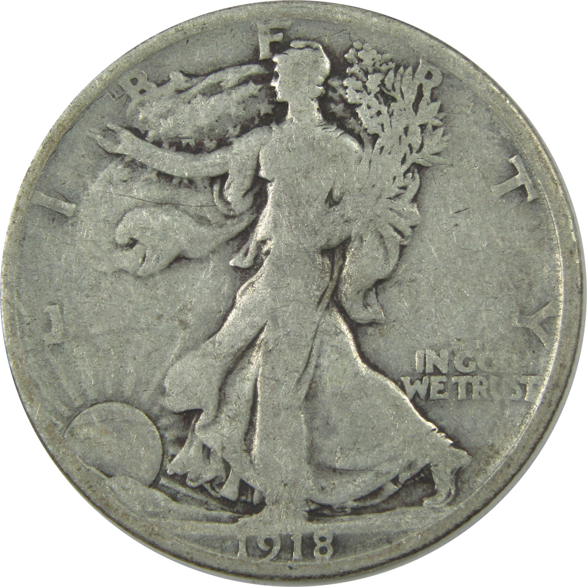 1918 S Liberty Walking Half Dollar G Good Silver 50c Coin SKU:I15461