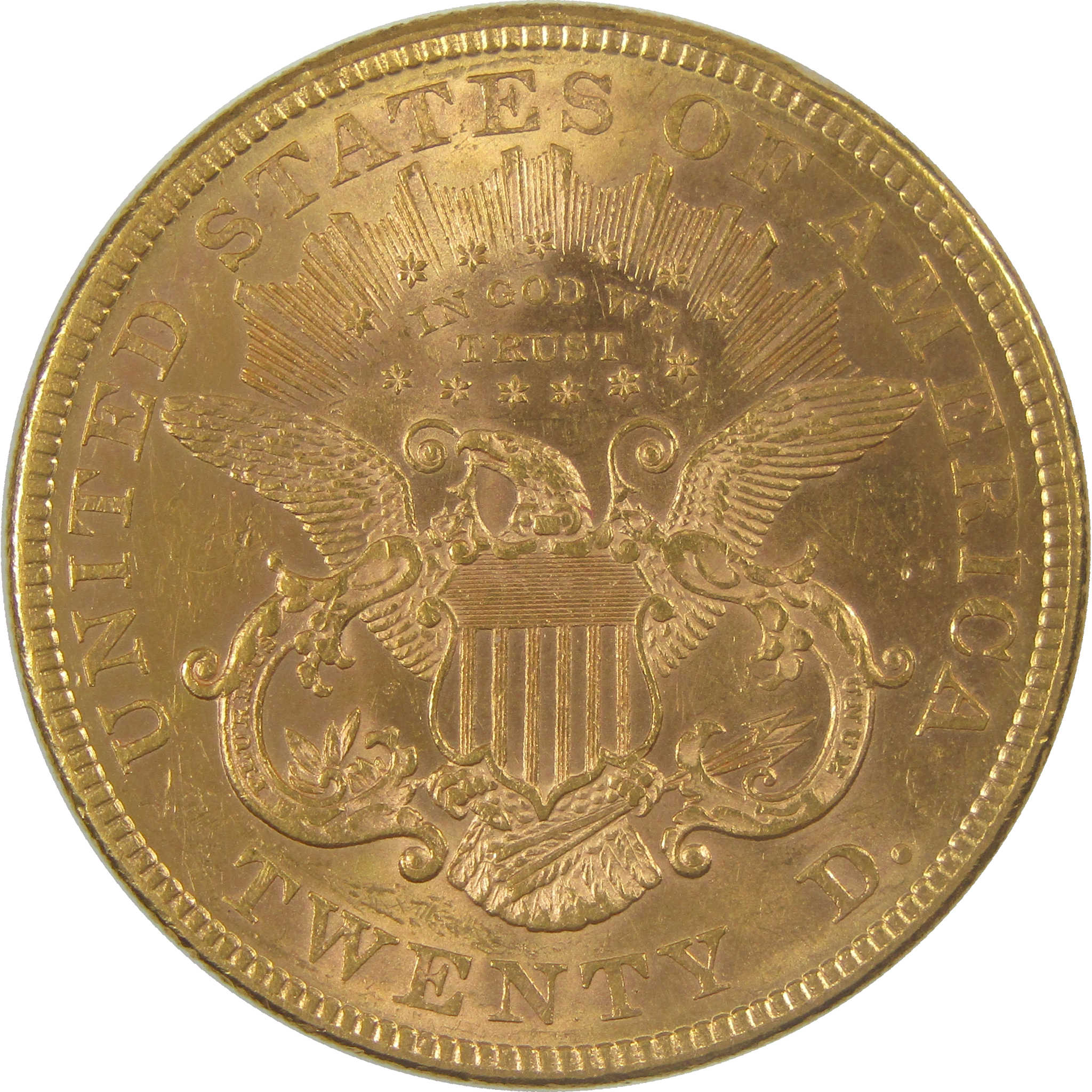 1876 Liberty Head Gold Double Eagle Borderline Uncirculated $20 Coin