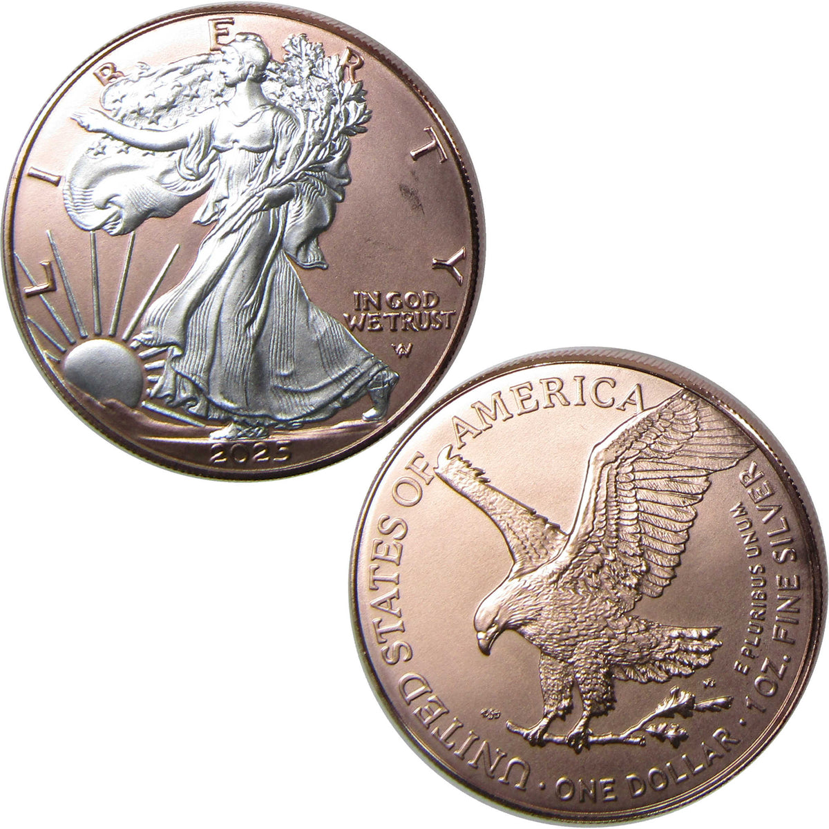 2025 Rose Gold Colored American Silver Eagle $1 Coin Collectible