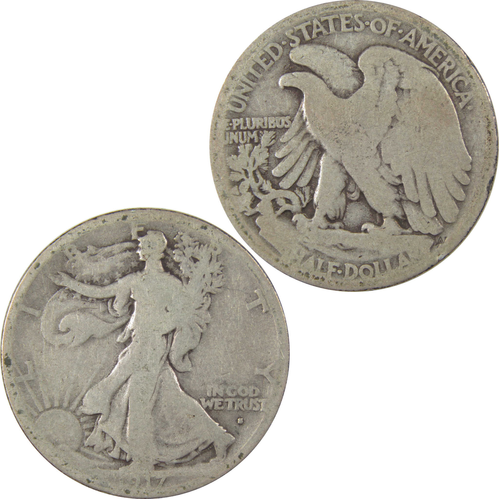 1917 S Obverse Liberty Walking Silver 50c AG About Good SKU:I24144