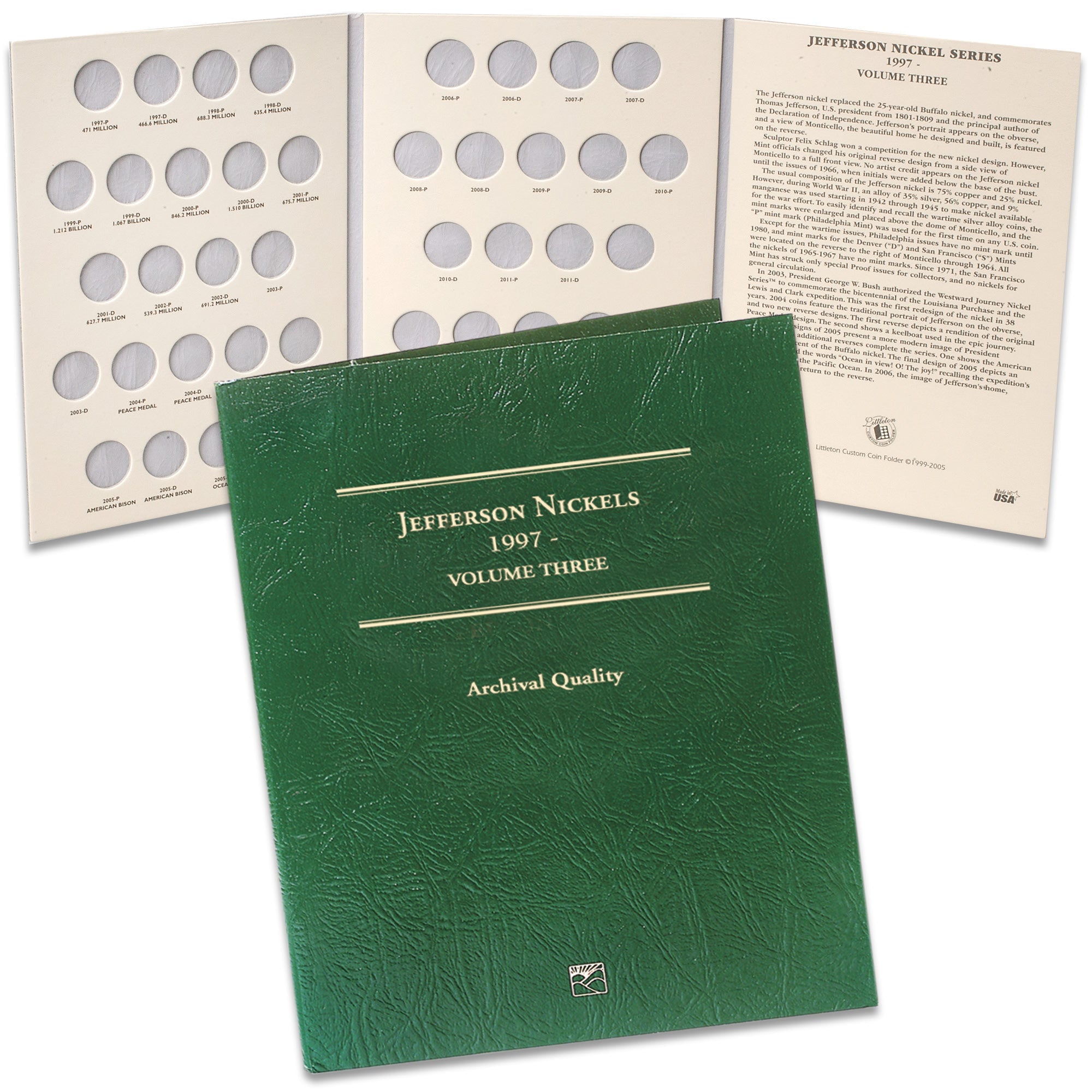 1997-2016 Jefferson Nickel Folder Volume 3 Littleton Coin Company