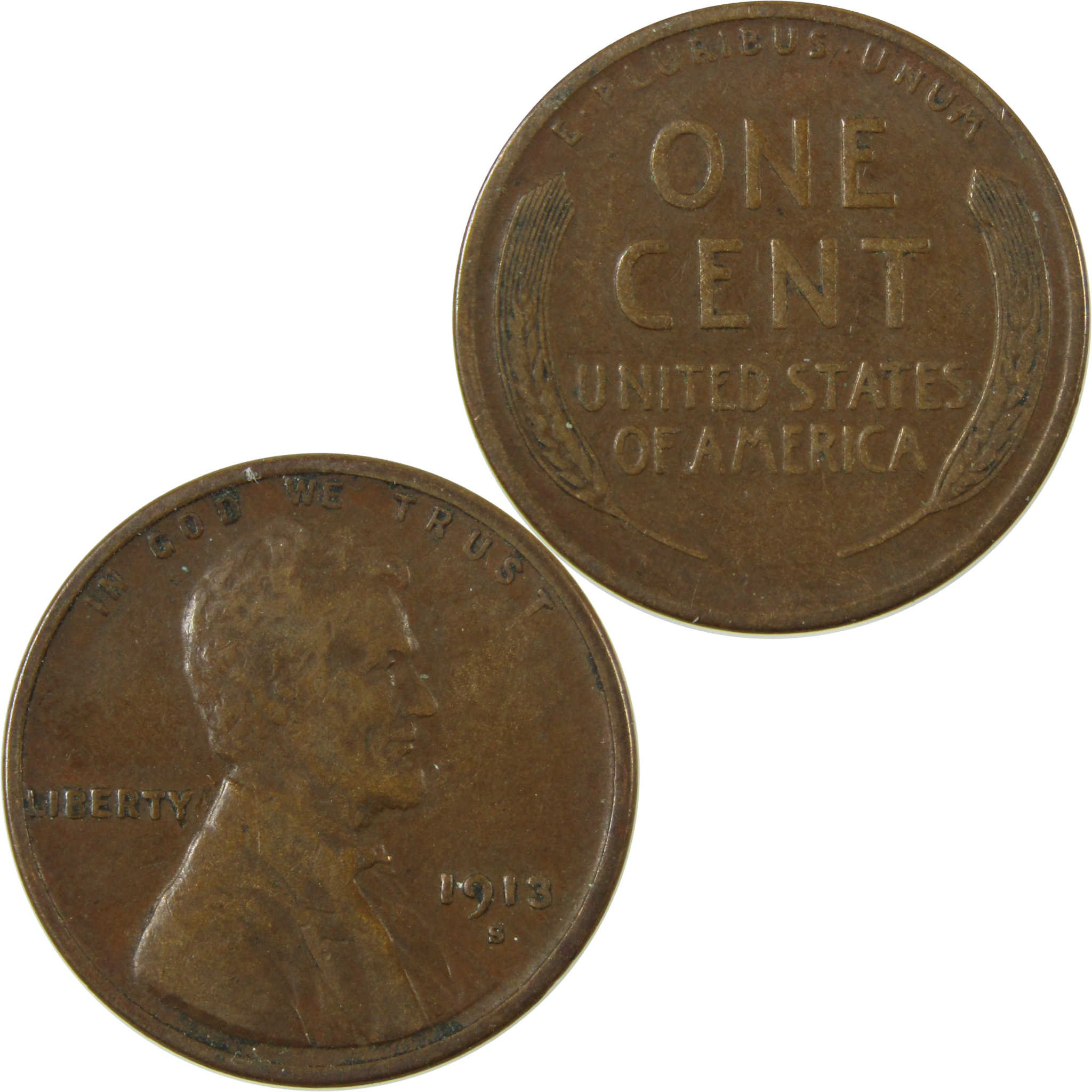 1913 S Lincoln Wheat Cent VF Very Fine Penny 1c Coin SKU:I28325