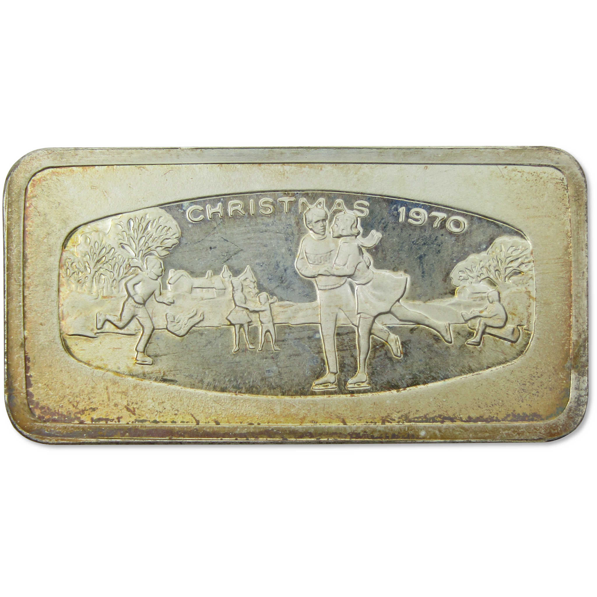 1970 Christmas Skaters 1000 grain Sterling Silver Bar SKU:CPC7891