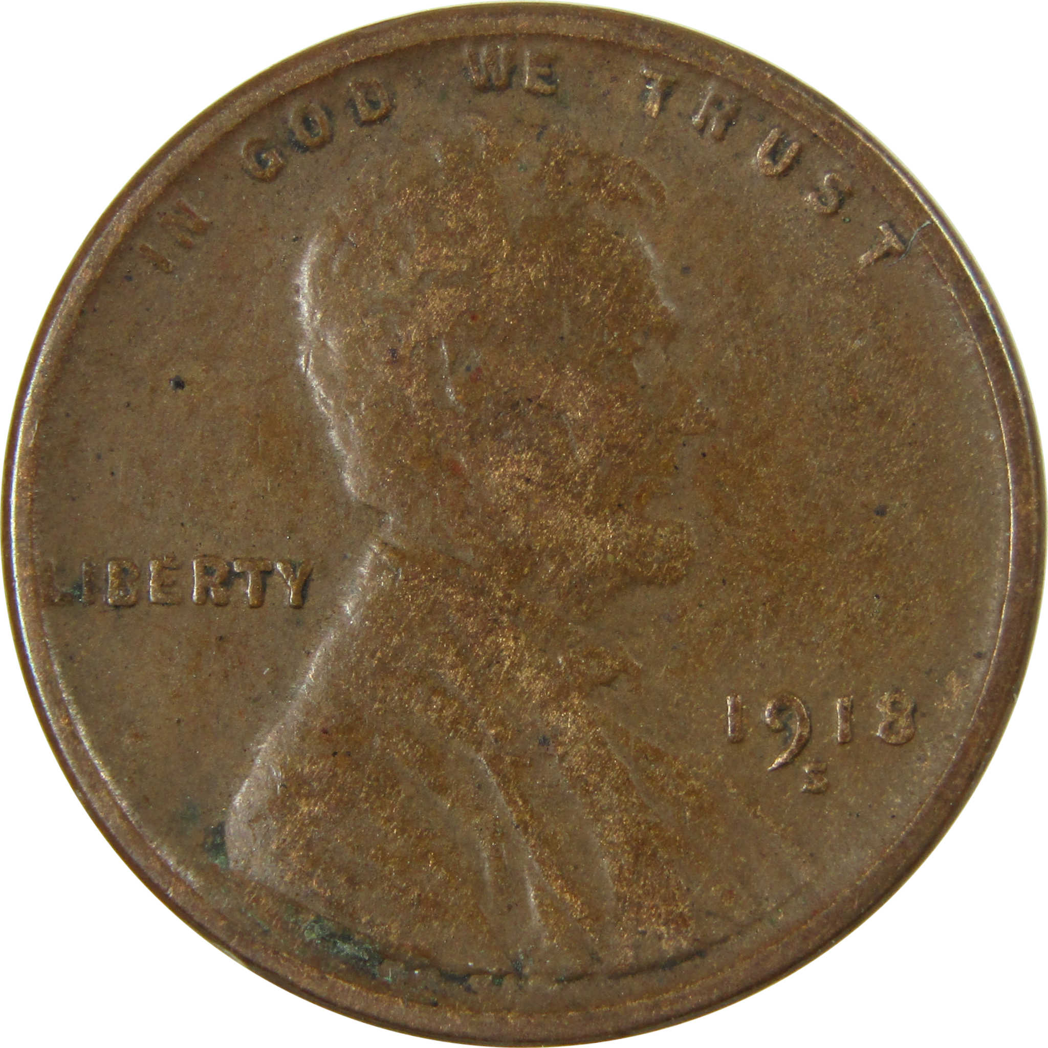 1918 S Lincoln Wheat Cent VF Very Fine Penny 1c Coin SKU:I25882