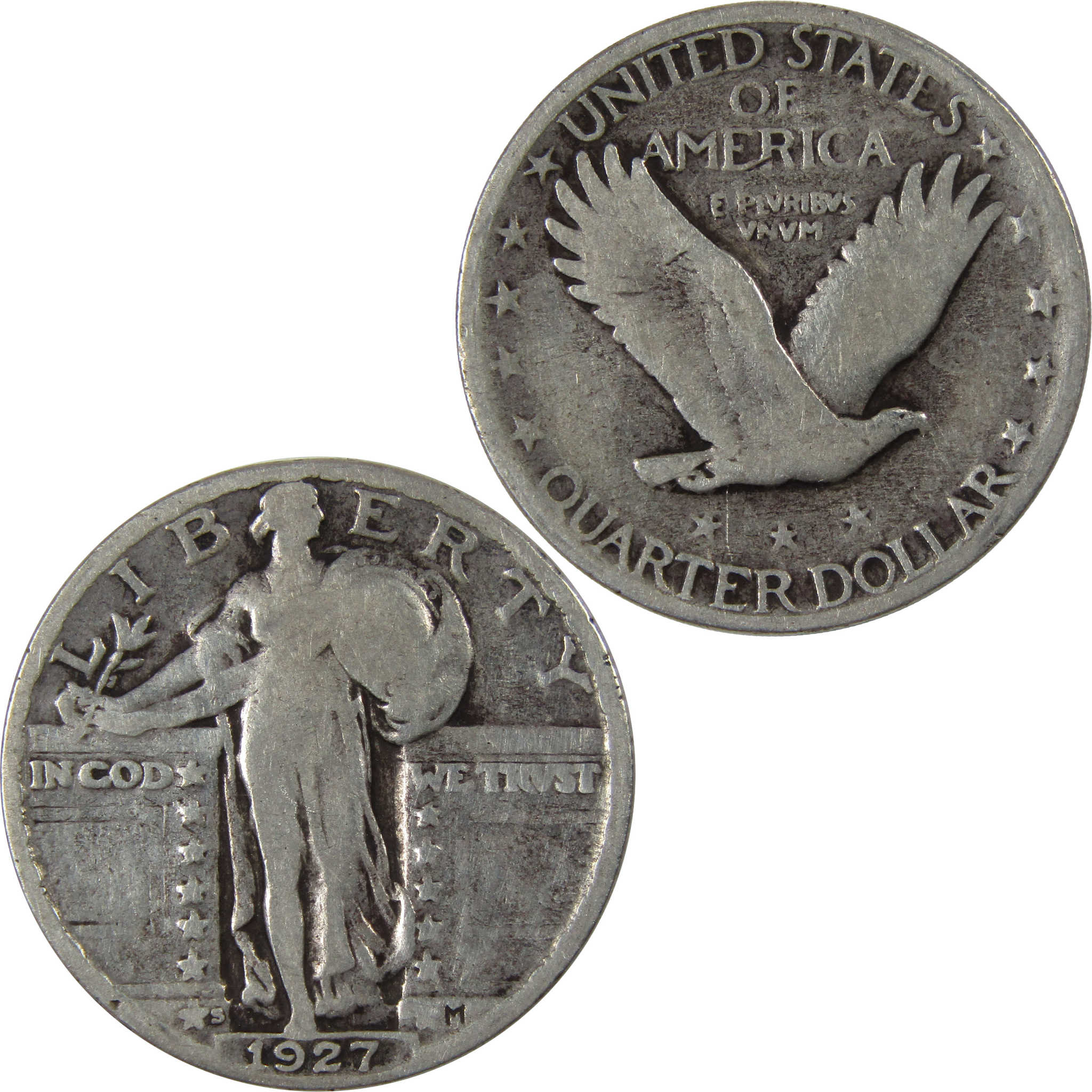 1927 S Standing Liberty Quarter G Good Silver 25c Coin SKU:I23462