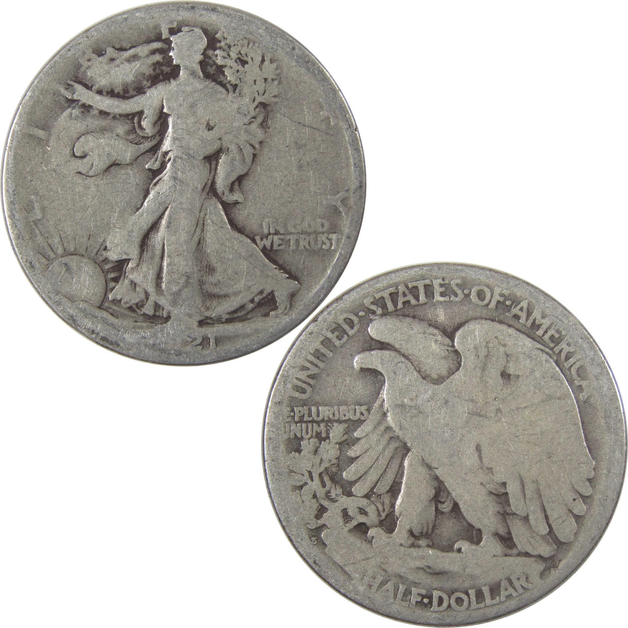 1921 S Liberty Walking Silver Half Dollar AG About Good SKU:I25326