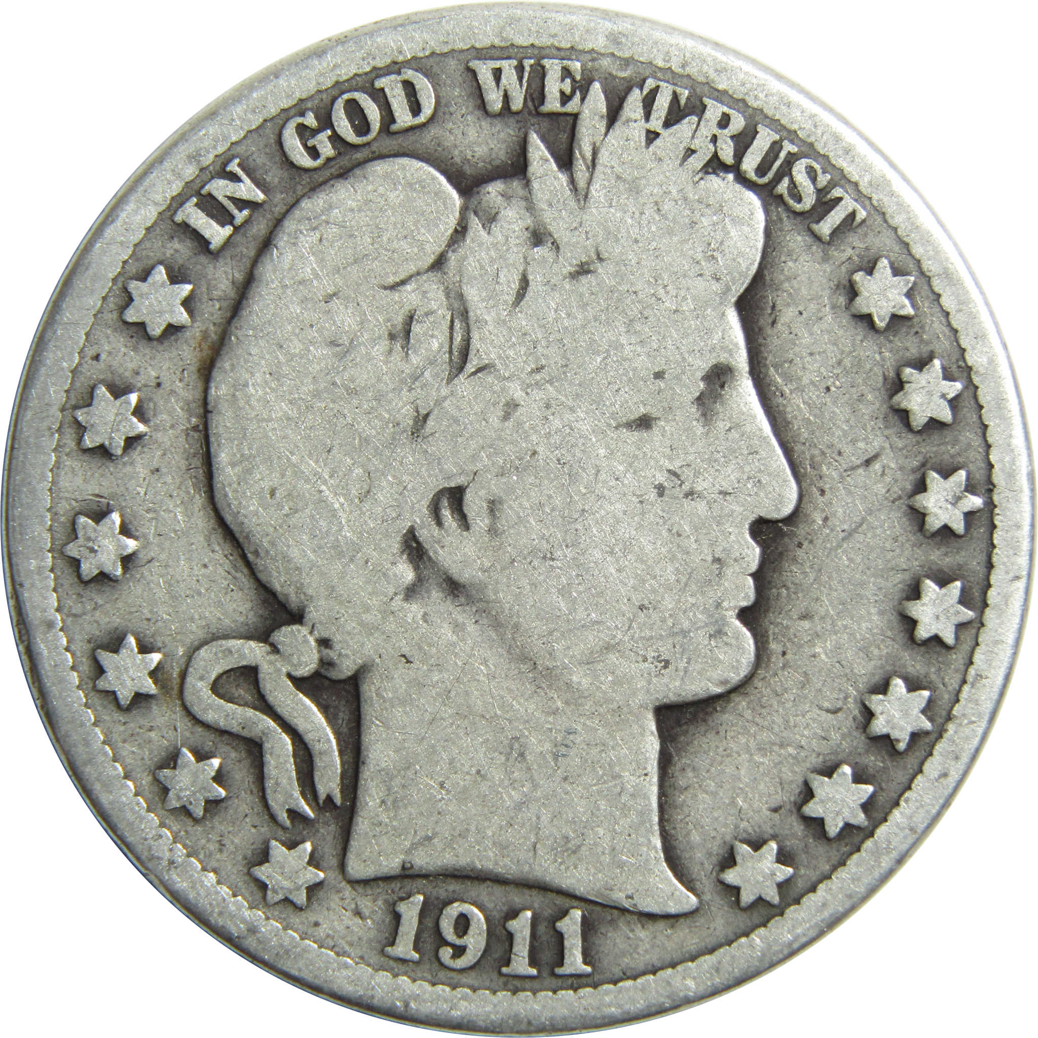 1911 Barber Half Dollar G Good Silver 50c Coin SKU:I13248