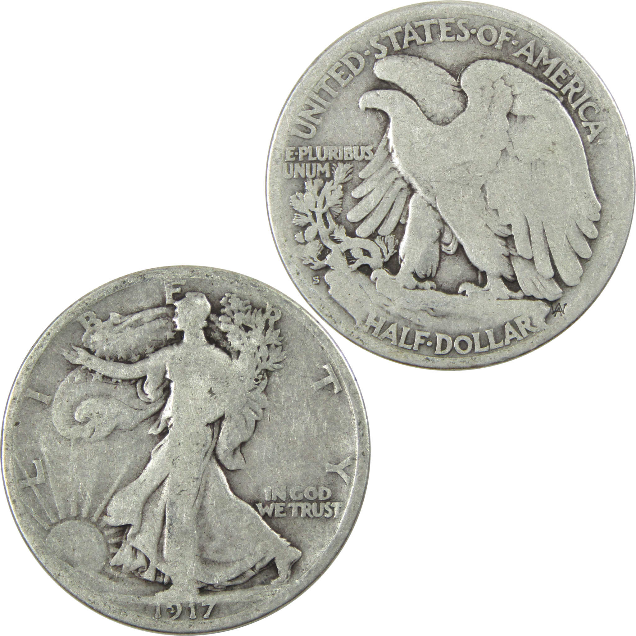 1917 S Reverse Liberty Walking Half Dollar G Good Silver SKU:I13844