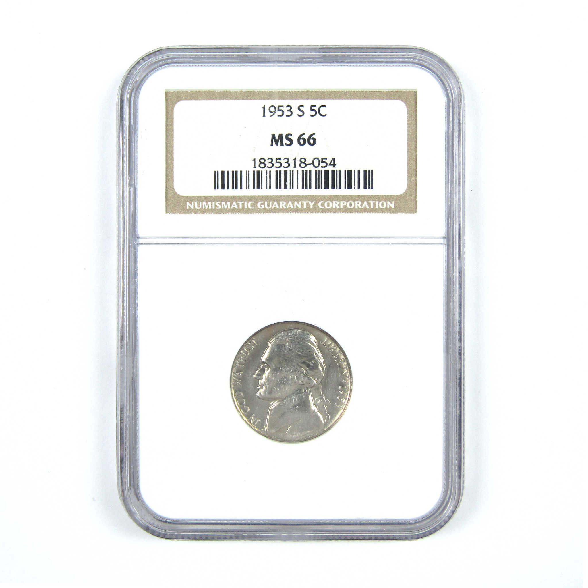 1953 S Jefferson Nickel MS 66 NGC 5c Uncirculated Coin SKU:CPC7360