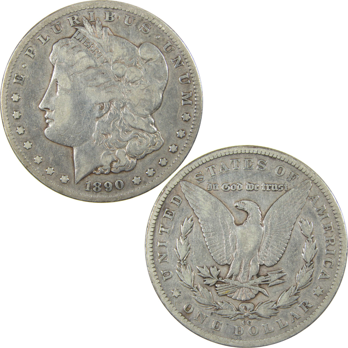 1890 CC Morgan Silver Dollar F Fine Details $1 Coin SKU:CP1756