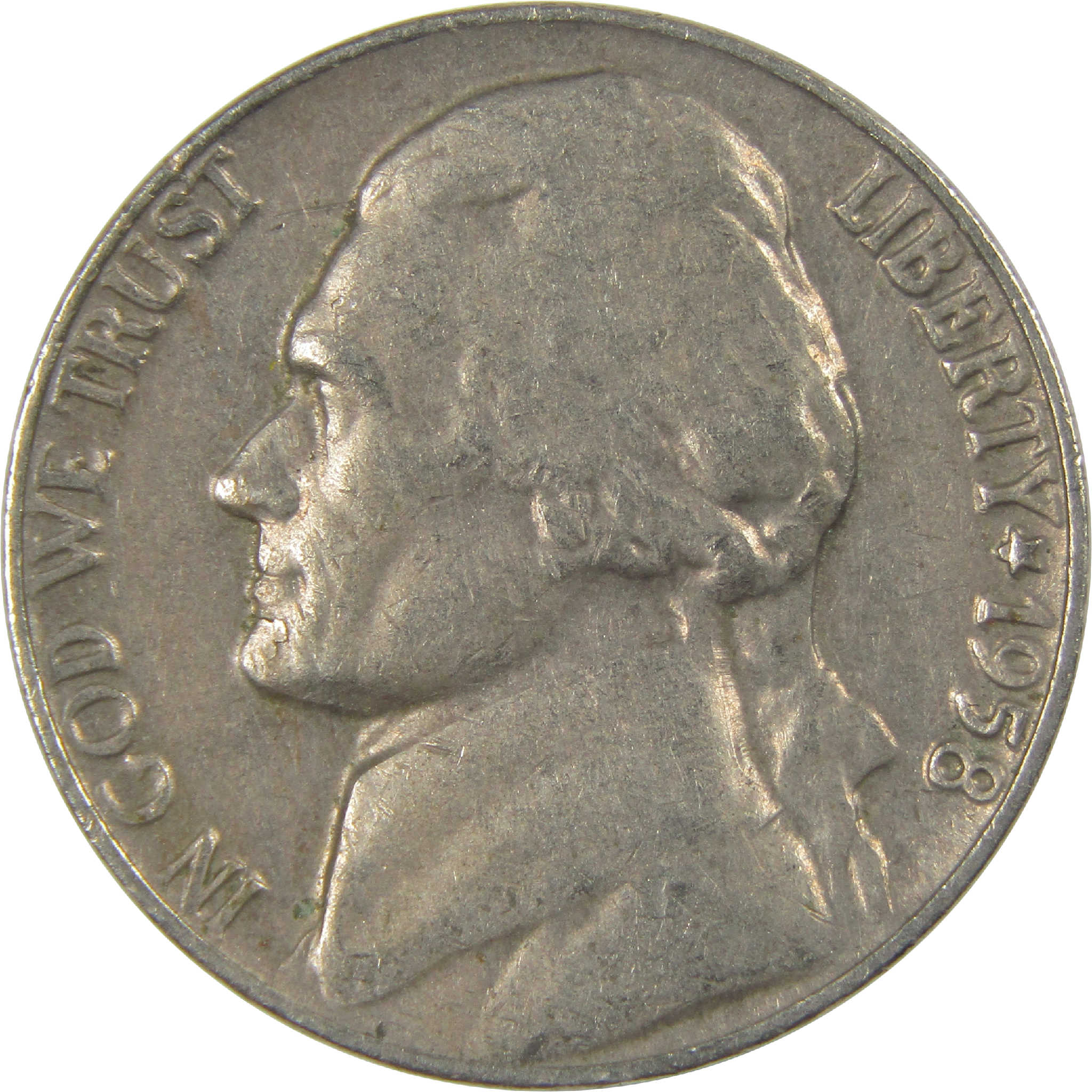 1958 Jefferson Nickel Circulated 5c Coin Collectible