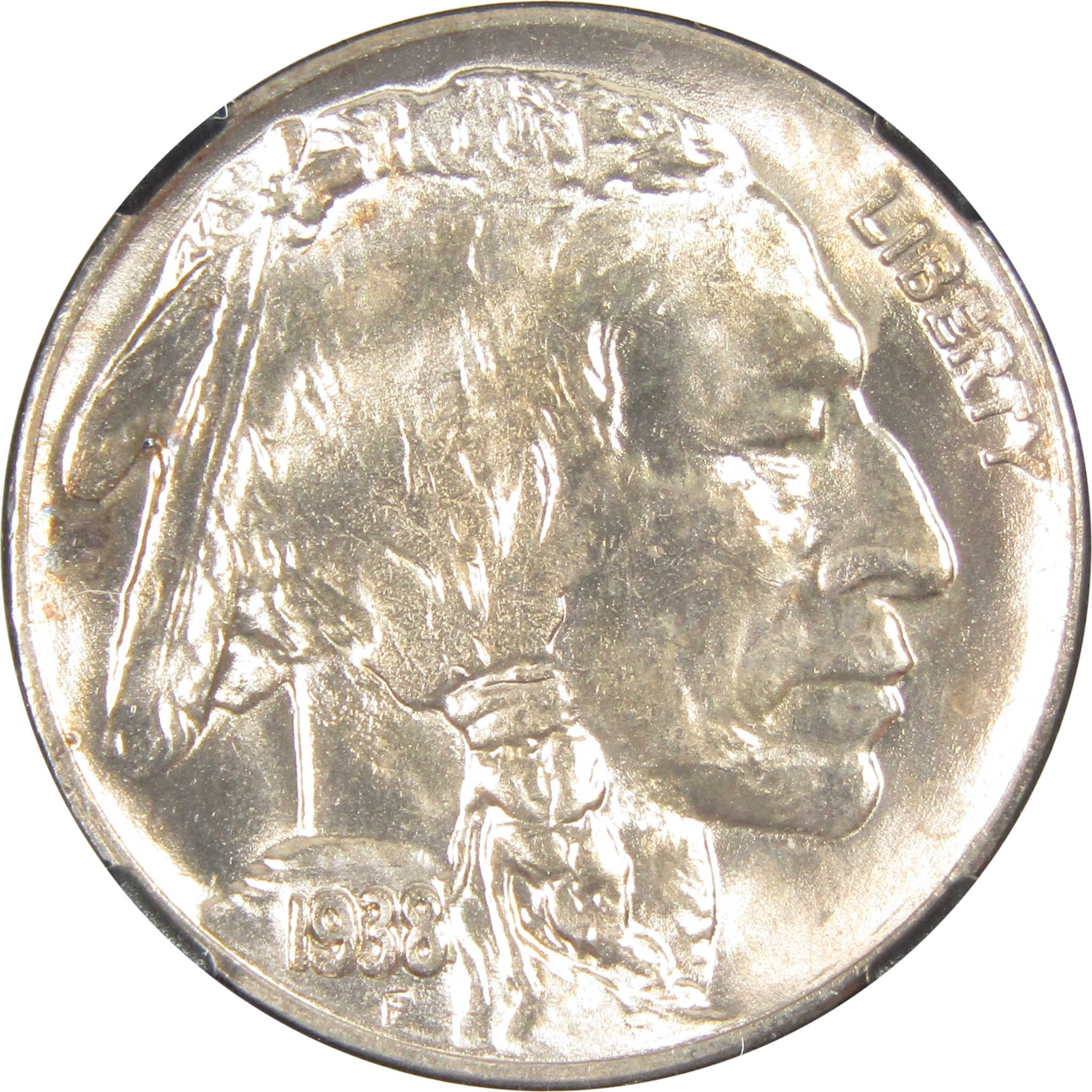 1938 D Buffalo Nickel MS 66 NGC 5c Original Bag Fragment SKU:I14599