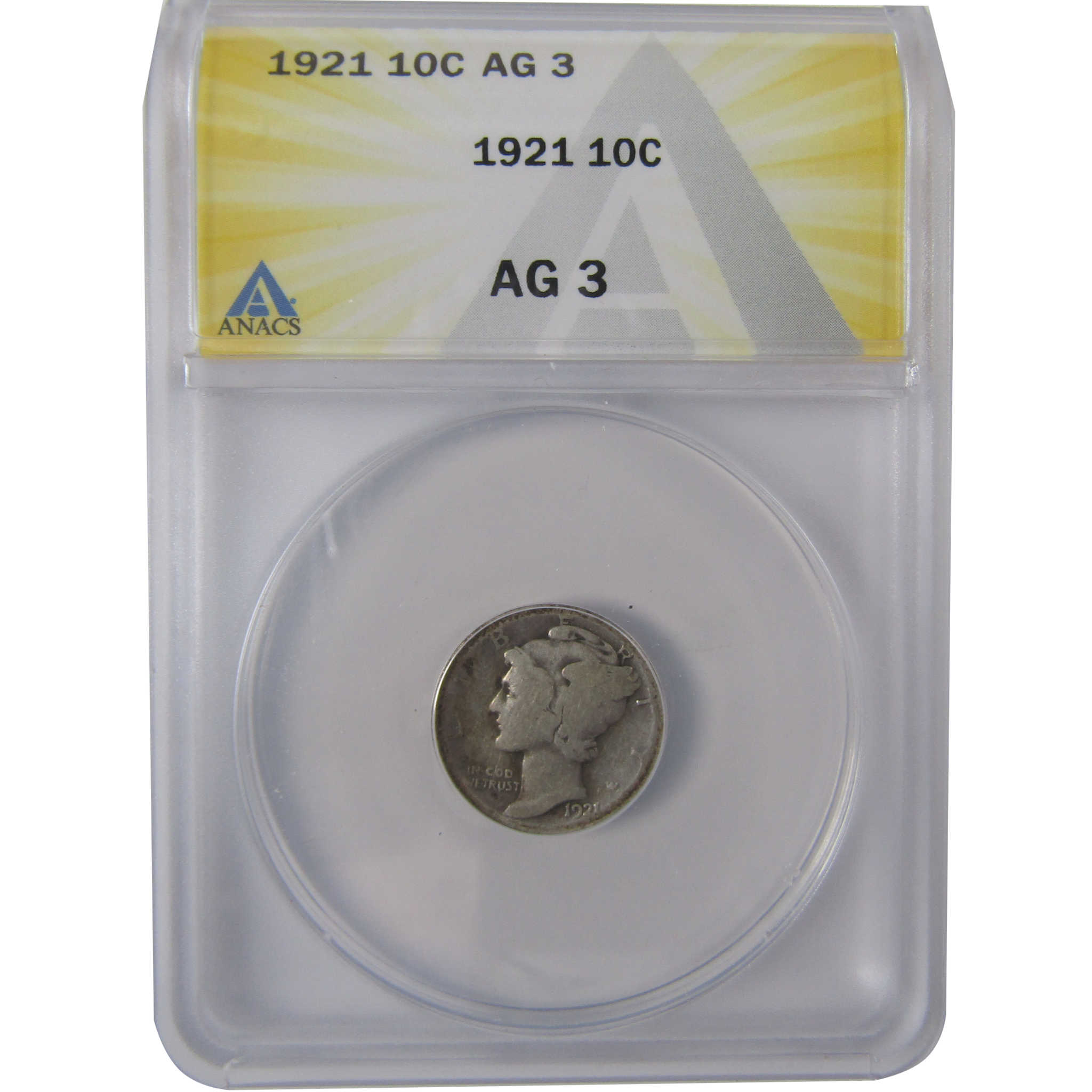 1921 Mercury Dime AG 3 ANACS Silver 10c Coin SKU:I17450