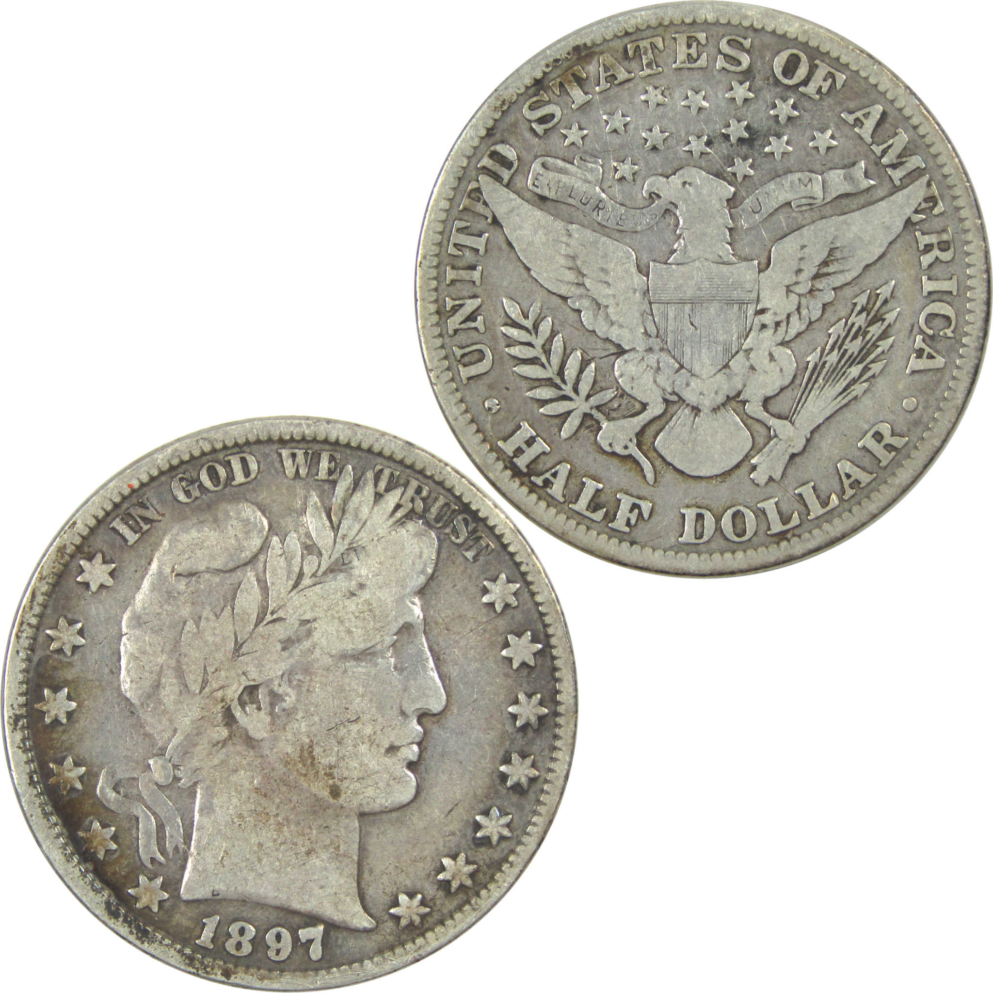 1897 Barber Half Dollar VG Very Good Silver 50c Coin SKU:I15568