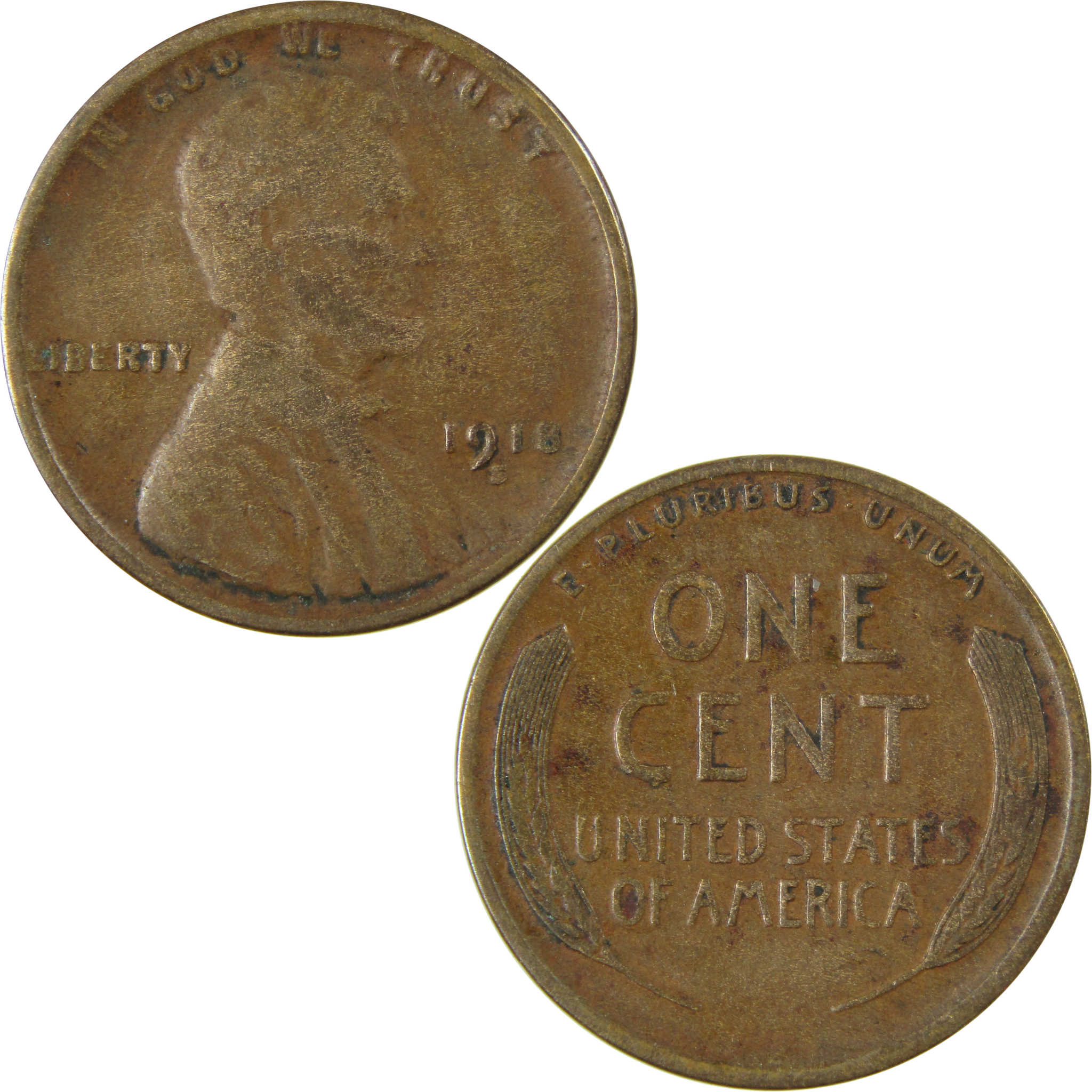 1918 S Lincoln Wheat Cent VF Very Fine Penny 1c Coin SKU:I25879