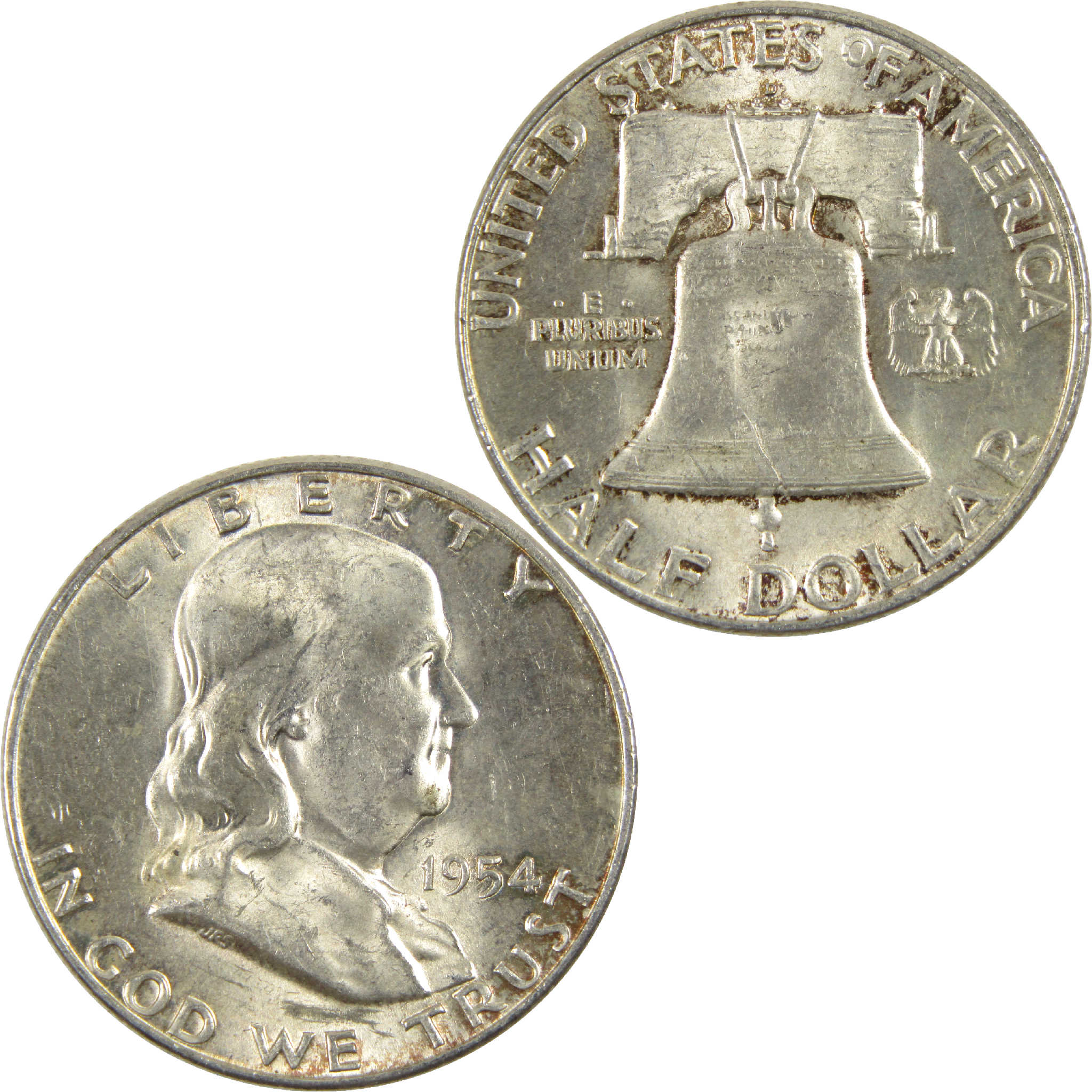 1954 D Franklin Half Dollar AU About Uncirculated Silver 50c Coin