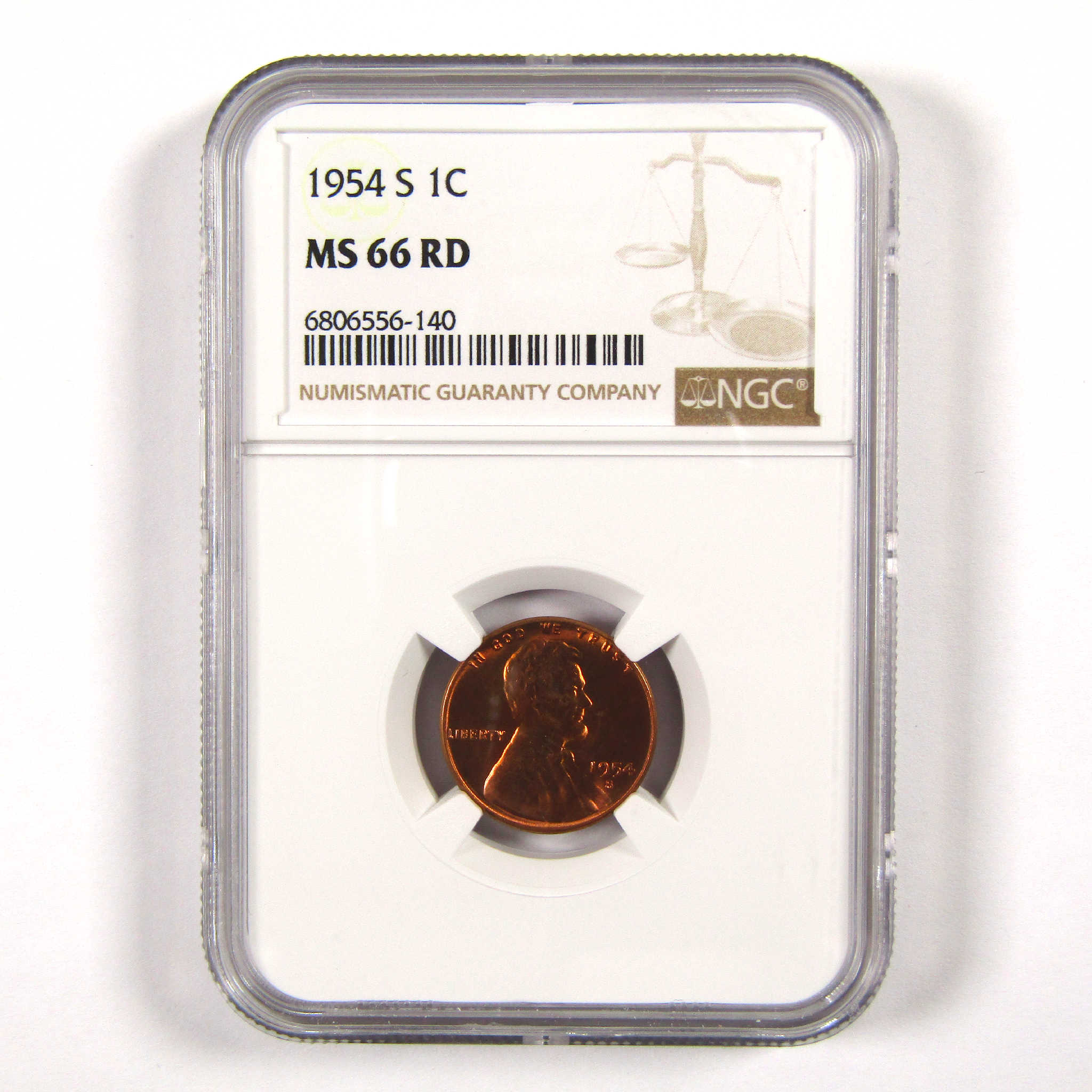 1954 S Lincoln Wheat Cent MS 66 RD NGC Penny 1c Unc SKU:I11572