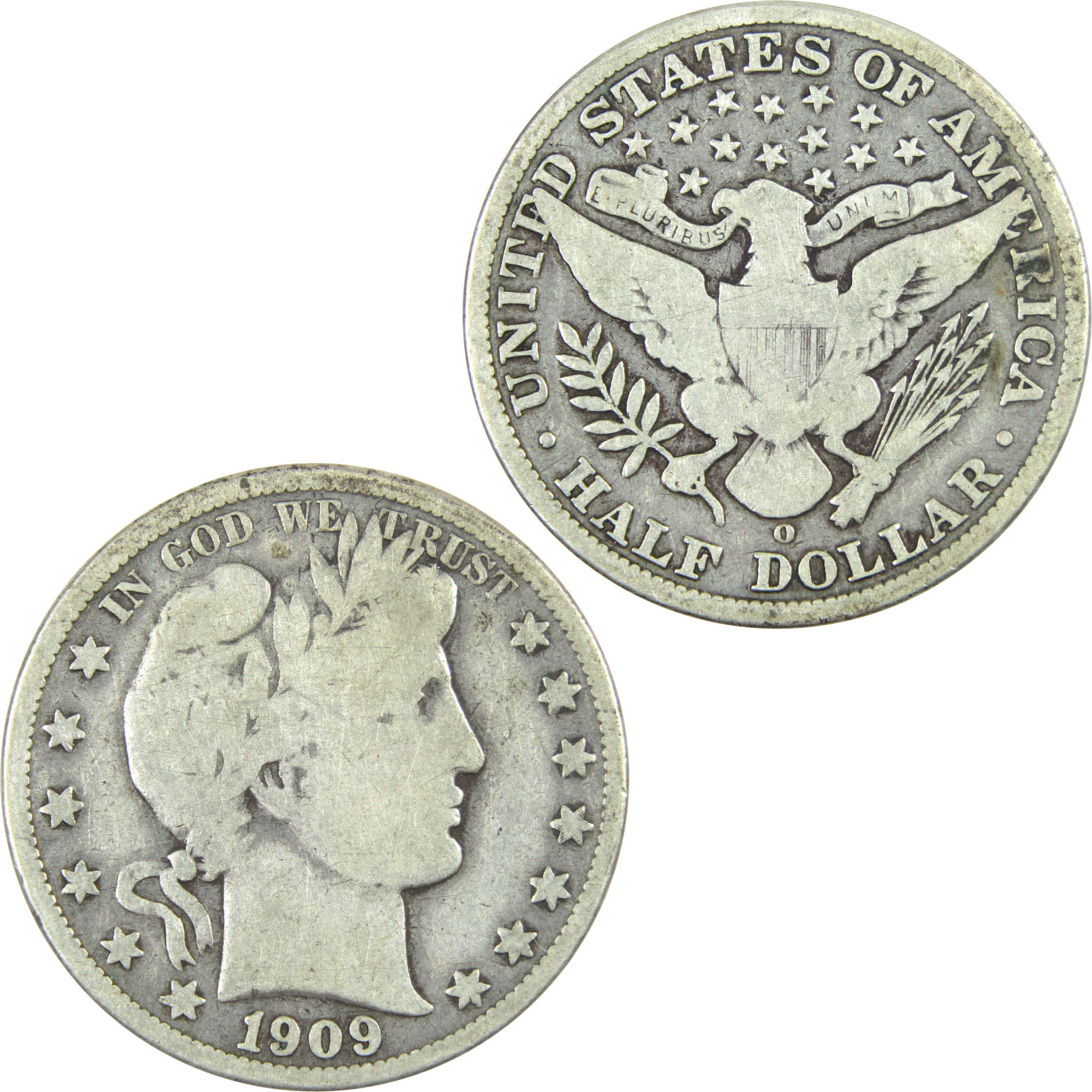 1909 O Barber Half Dollar VG Very Good Silver 50c Coin SKU:I14484