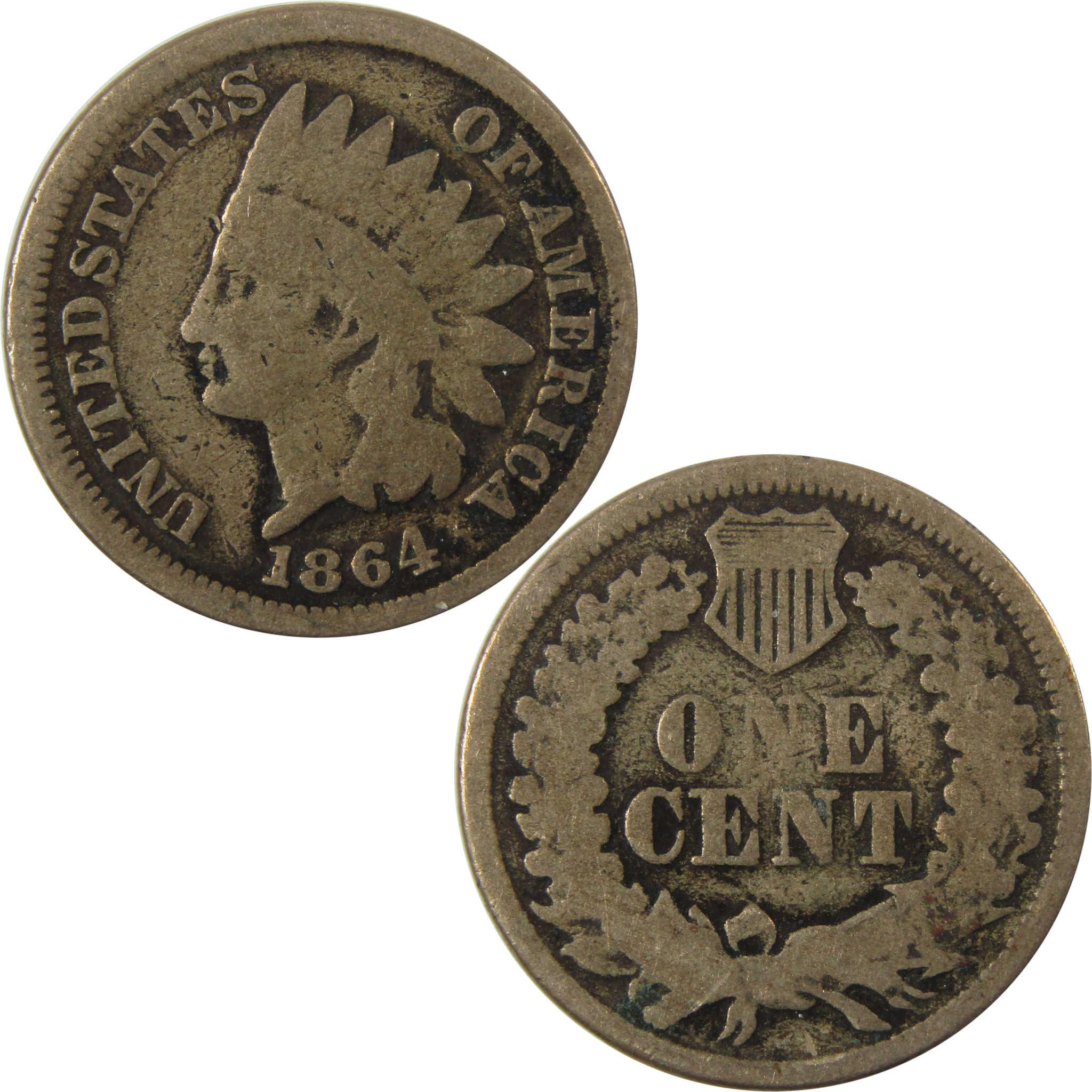 1864 Indian Head Copper-Nickel Cent G Good Details Penny SKU:CP1306