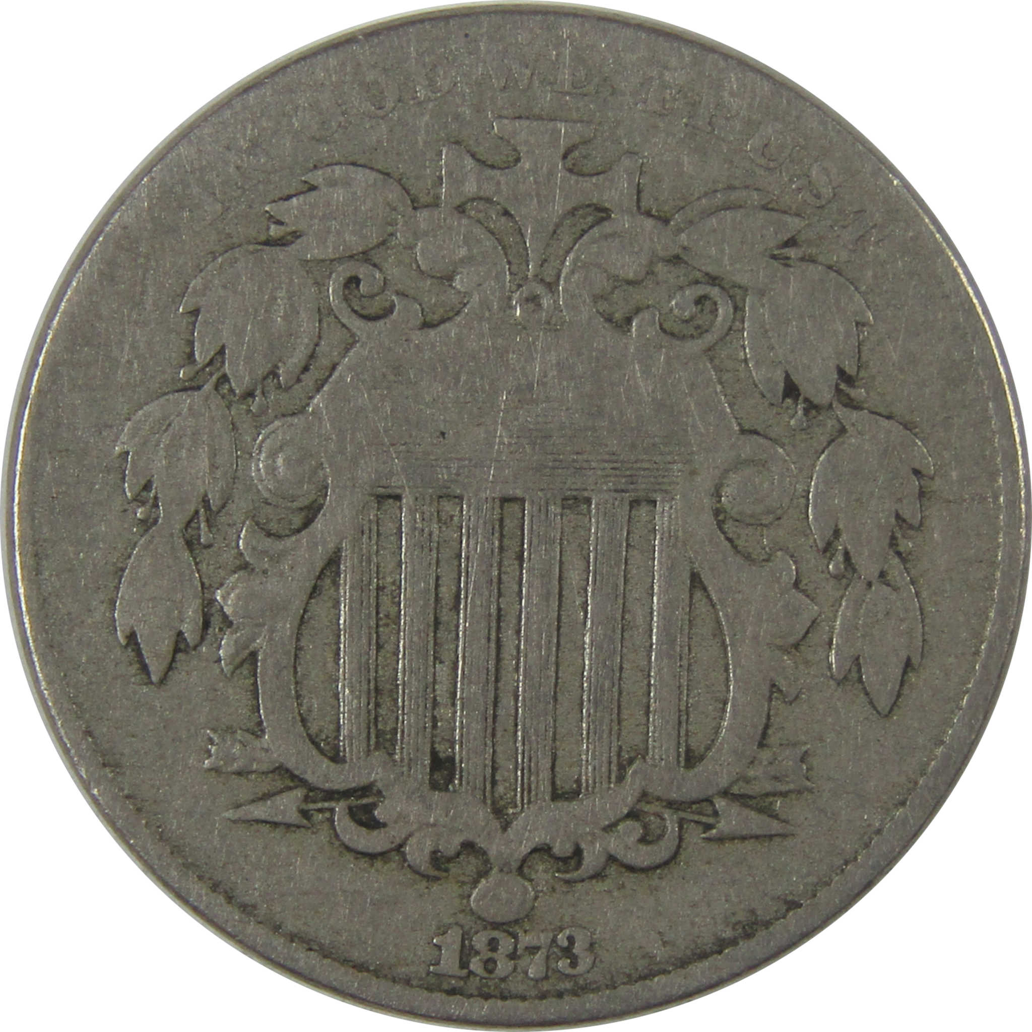 1873 Open 3 Shield Nickel VG Very Good Details 5c Coin SKU:I23188