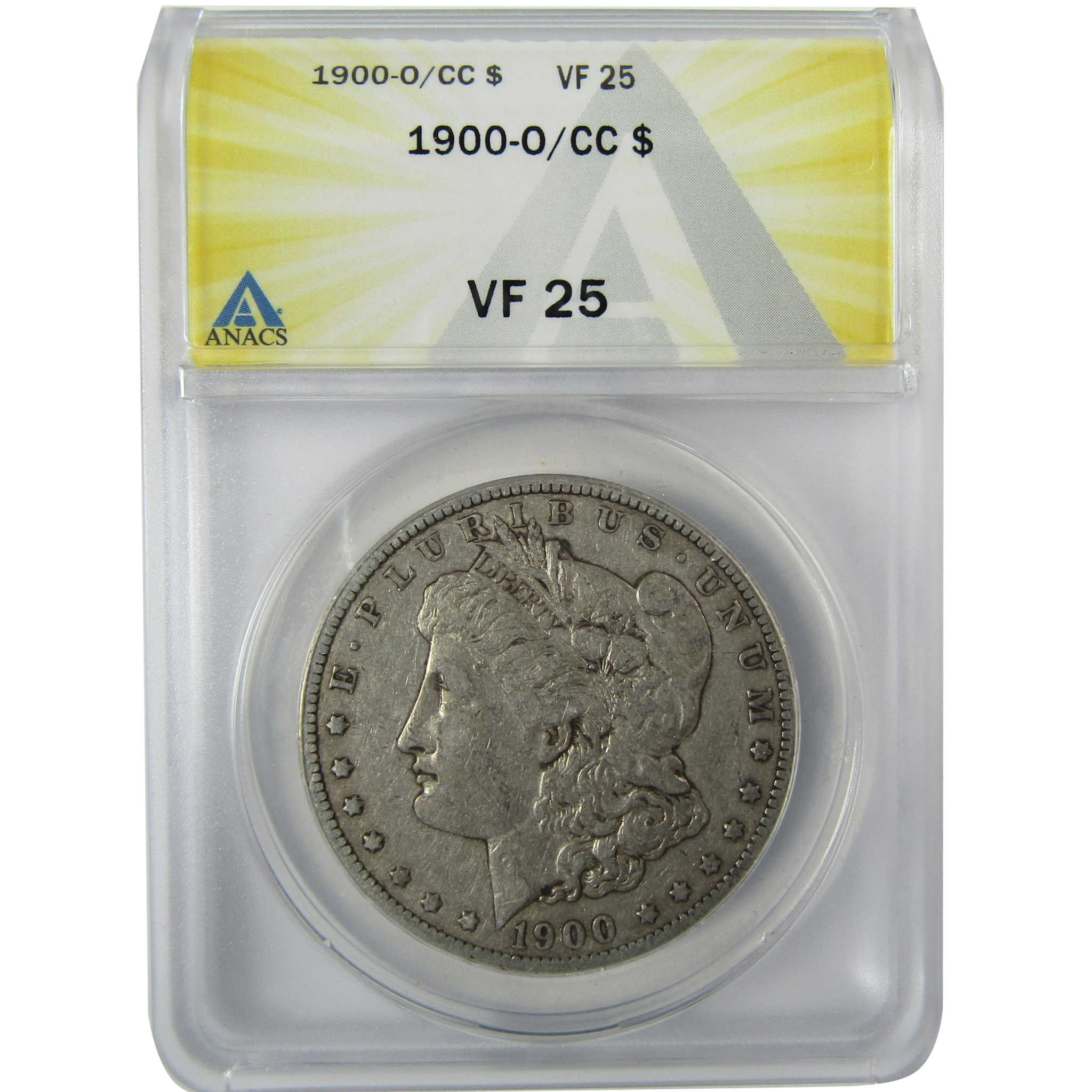 1900 O/CC Morgan Silver Dollar VF 25 ANACS $1 CoinSKU:CP856 - Morgan coin - Morgan silver dollar - Morgan silver dollar for sale - Profile Coins &amp; Collectibles