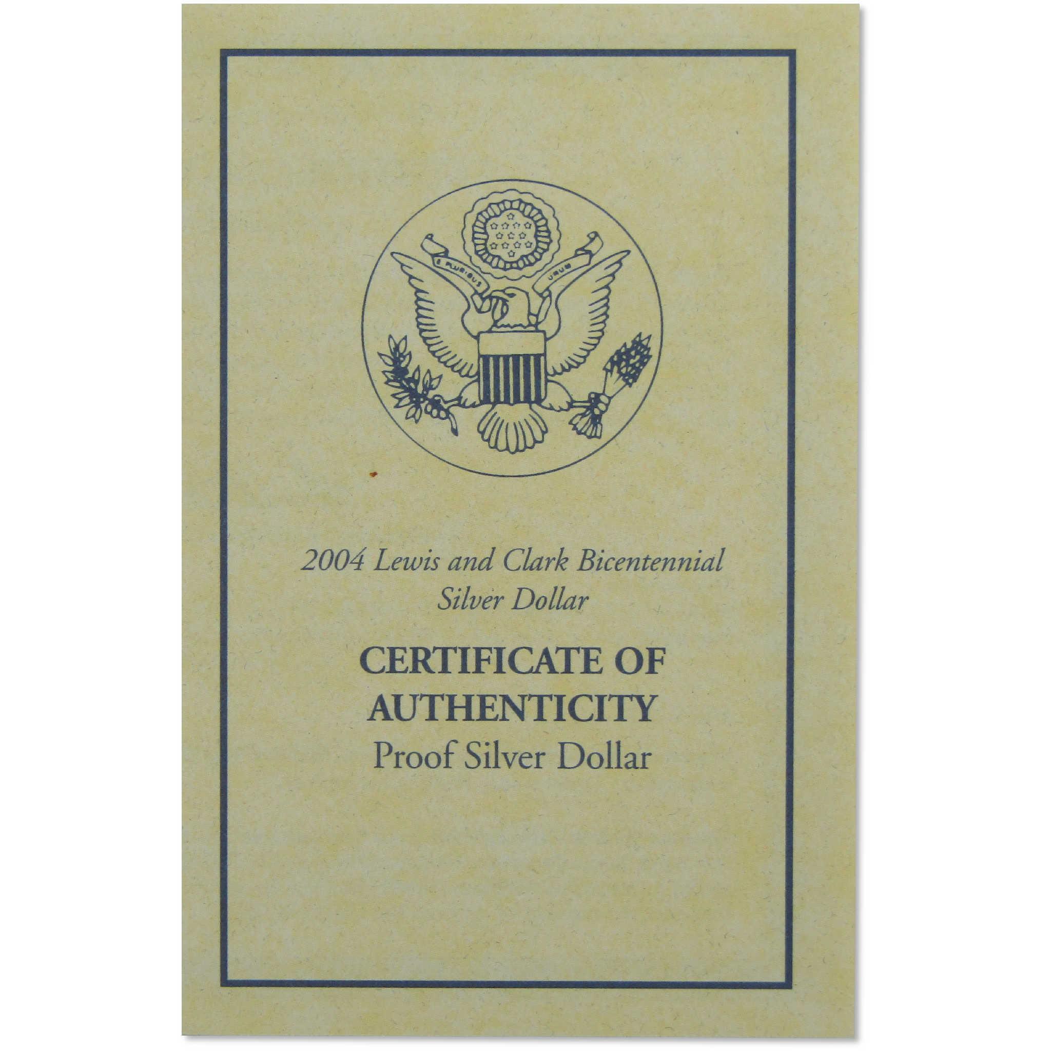 2004 P Lewis and Clark Commemorative Silver Dollar Proof OGP COA