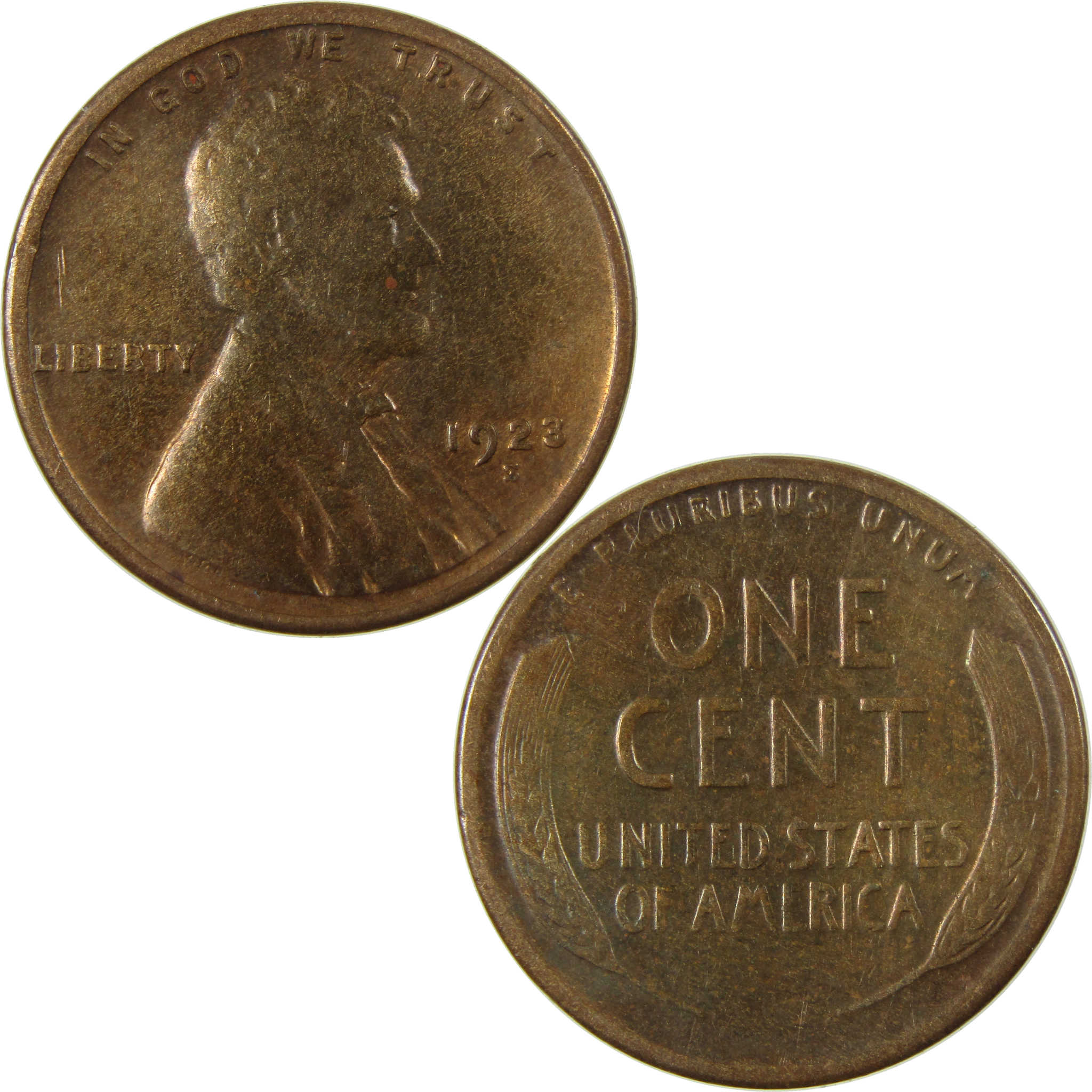 1923 S Lincoln Wheat Cent F Fine Details Penny 1c Coin SKU:I26878