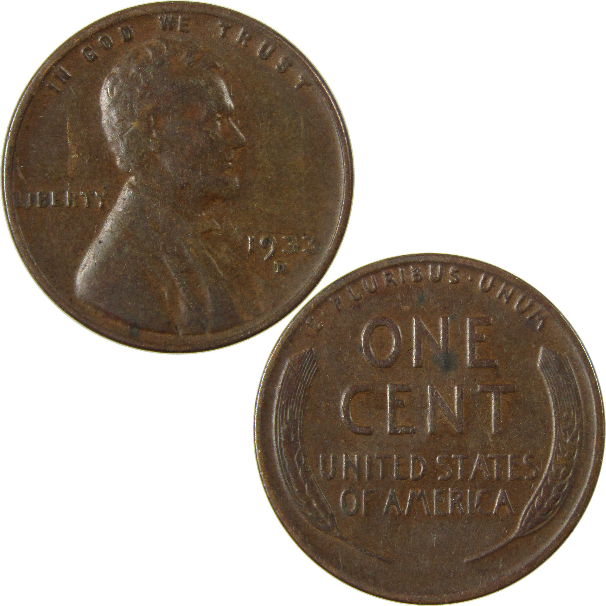 1933 D Lincoln Wheat Cent F Fine Details Penny 1c Coin SKU:I26849