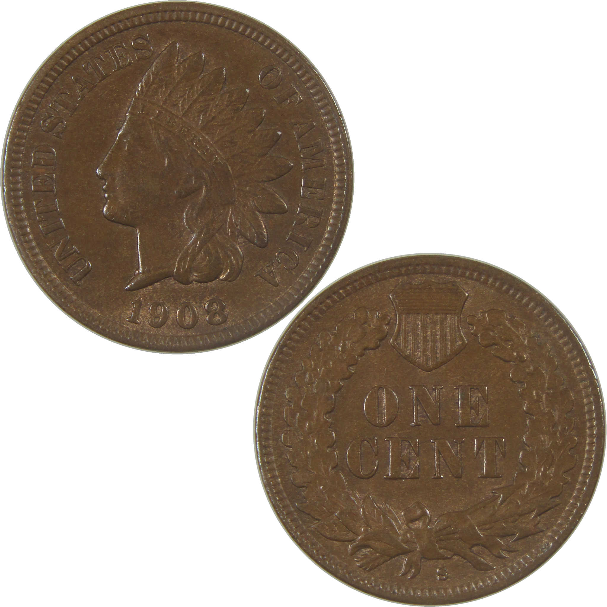 1908 S Indian Head Cent Borderline Uncirculated Penny 1c Coin