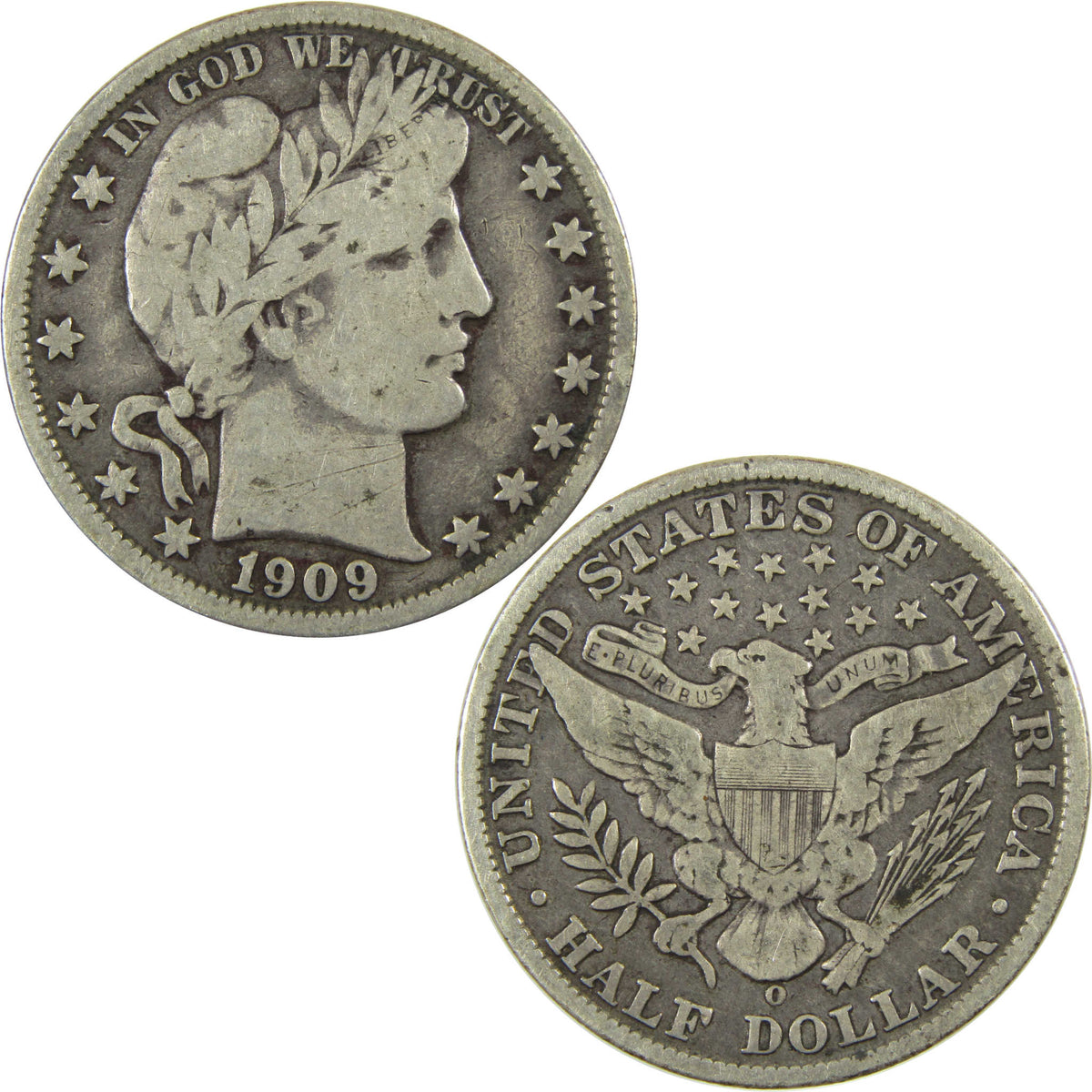 1909 O Barber Silver Half Dollar F Fine 50c Coin SKU:CP1746
