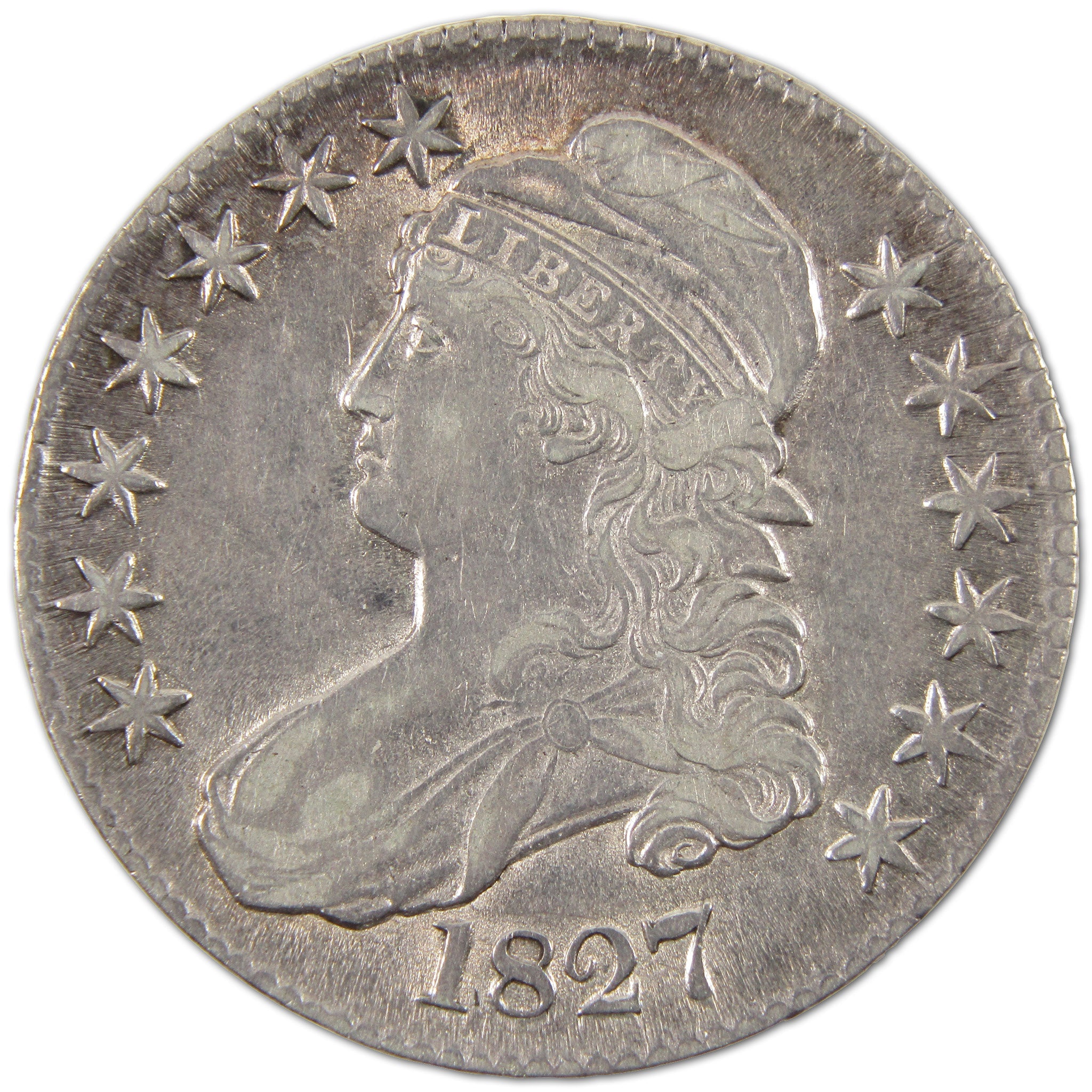 1827 Square Base 2 Capped Bust Half Dollar AU Silver 50c SKU:I10519