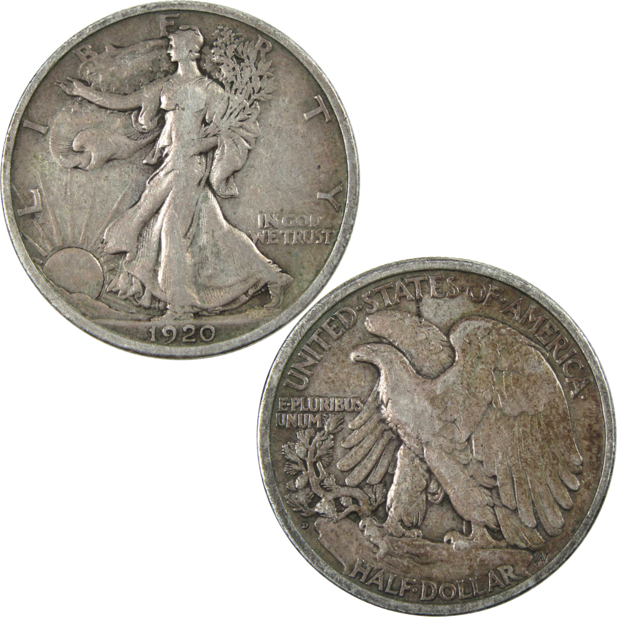 1920 D Liberty Walking Half Dollar VF Very Fine Silver 50c SKU:I13817