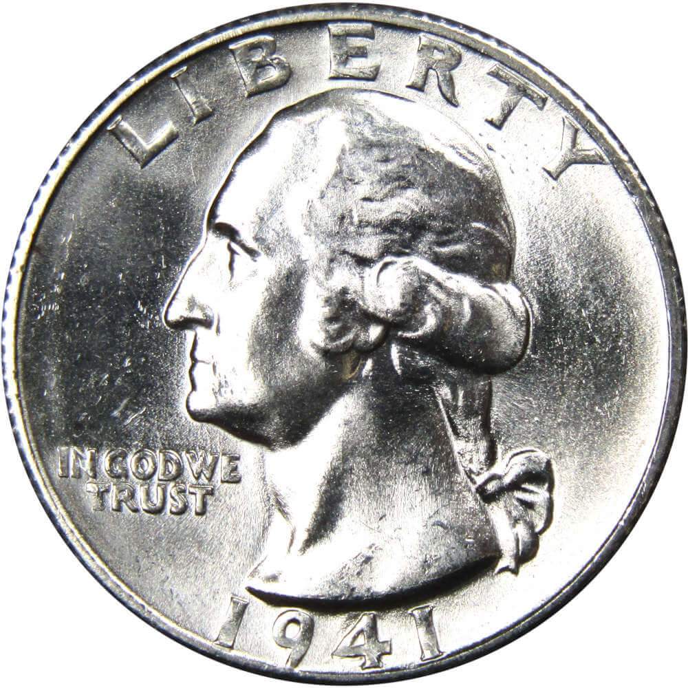 1941 S Washington Quarter Uncirculated Silver 25c Coin