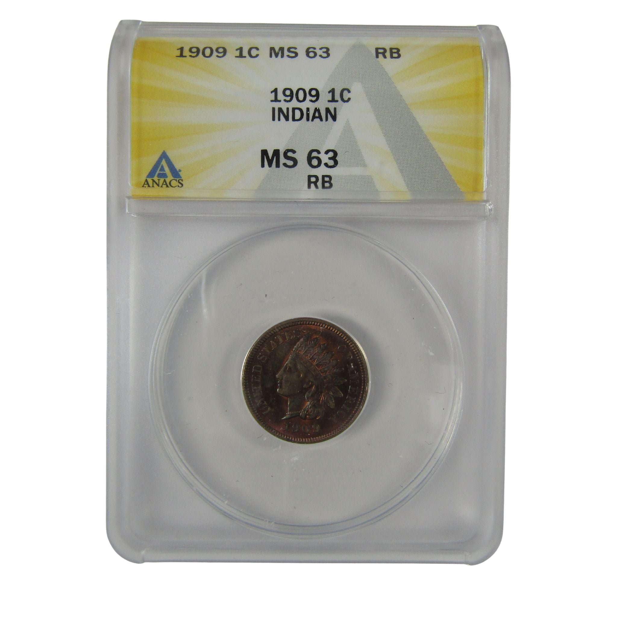 1909 Indian Head Cent MS 63 RB ANACS Penny Uncirculated SKU:I23020