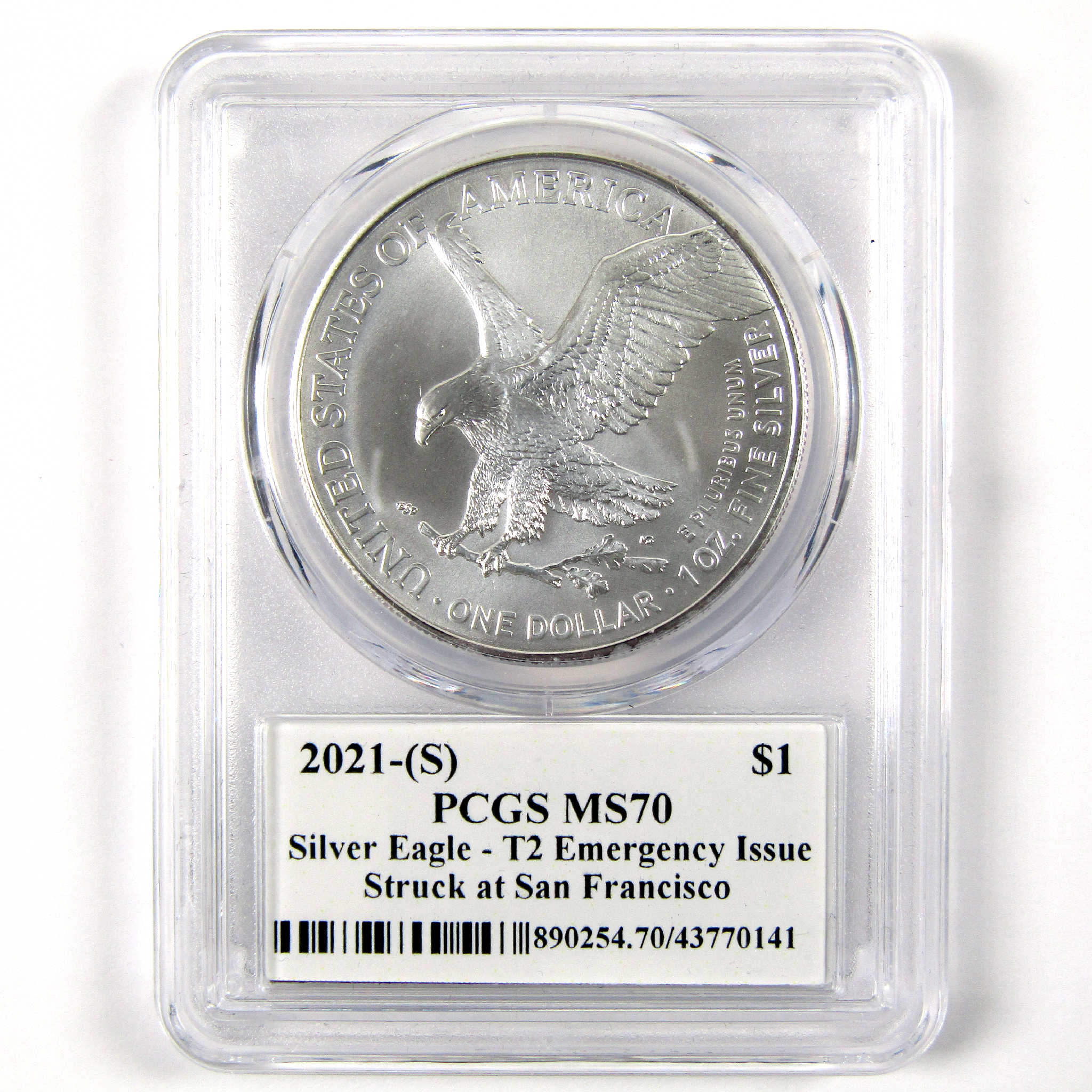 2021 (S) Type 2 American Silver Eagle MS 70 PCGS Emergency SKU:CPC6424